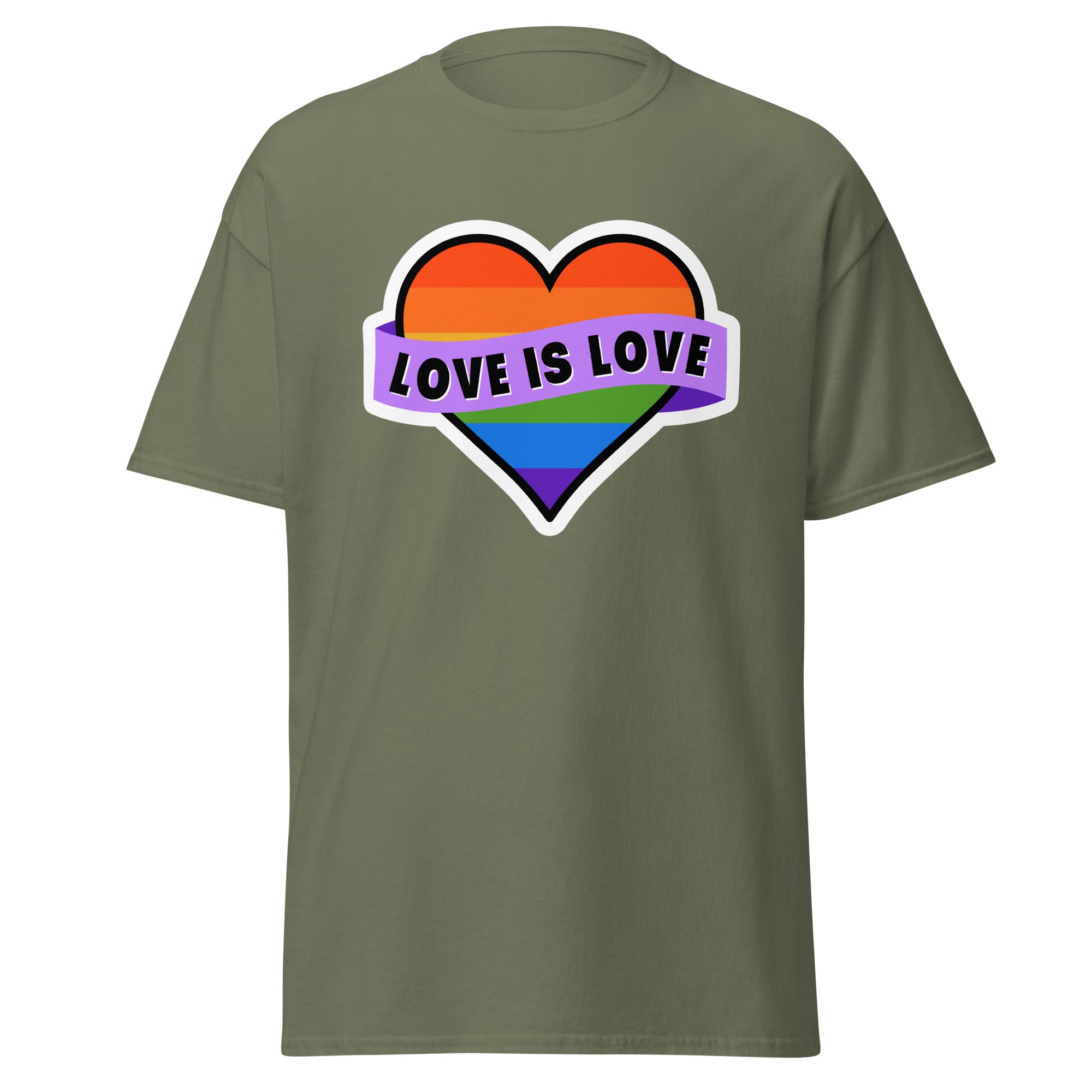 Love Is Love classic text tee, detail view — Rose Gold Co