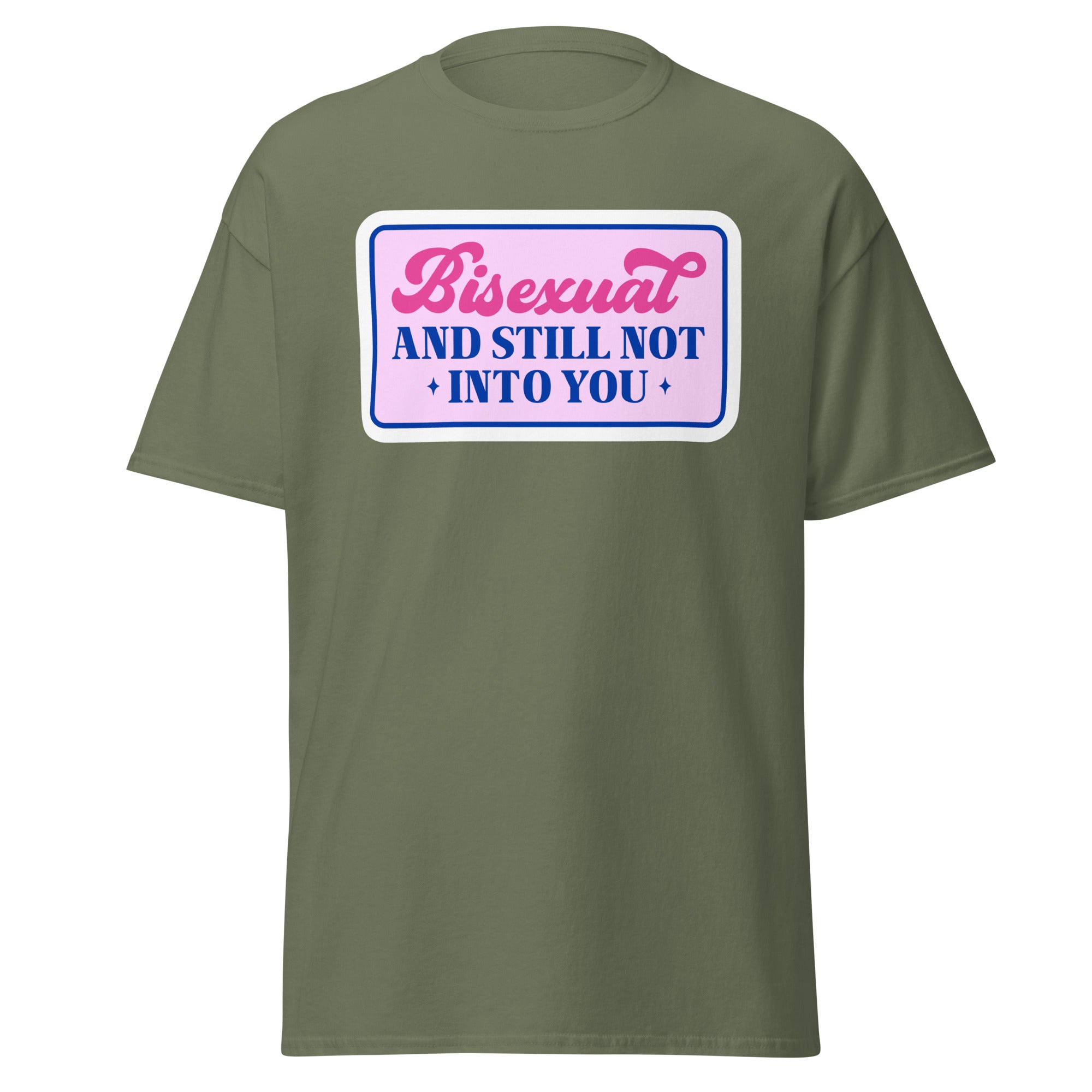 Bisexual and Still Not Into You tee, back view — Rose Gold Co