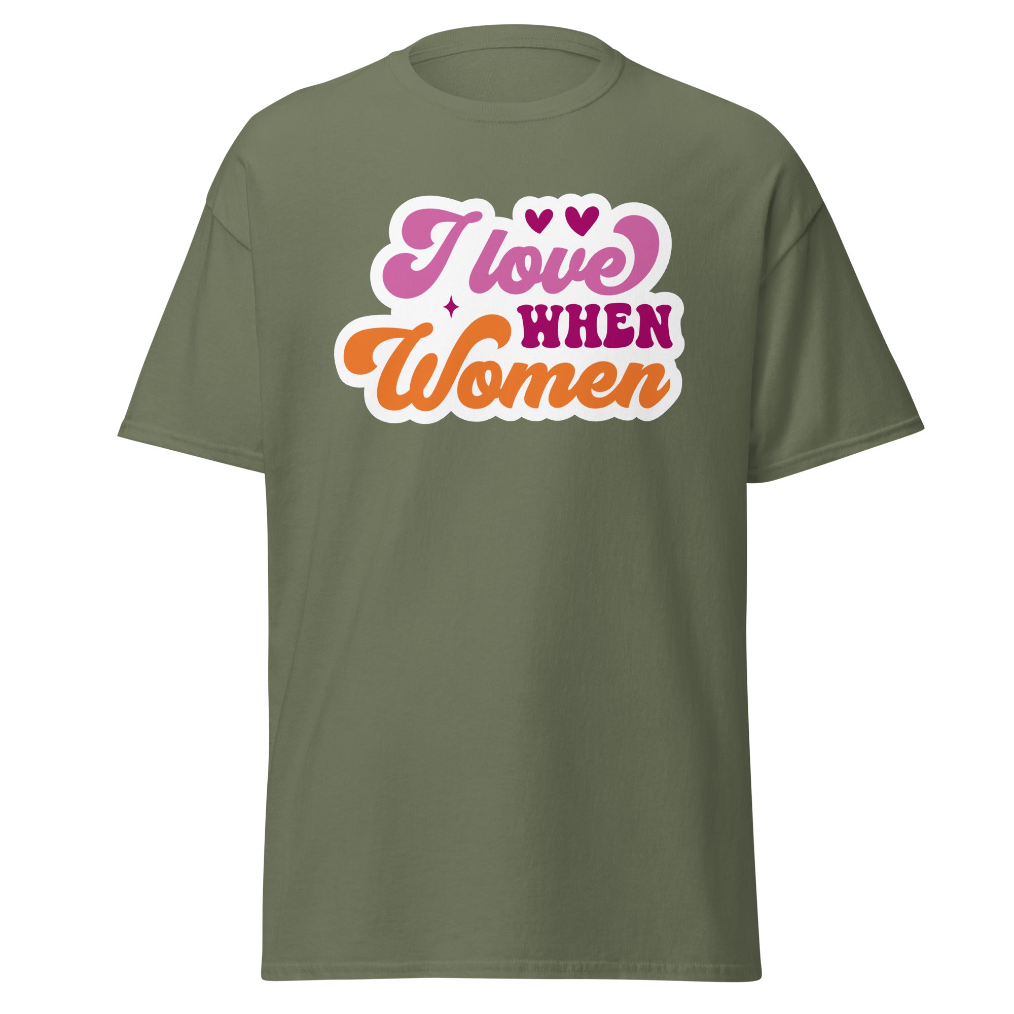I Love When Women meme tee, back view — Rose Gold Co