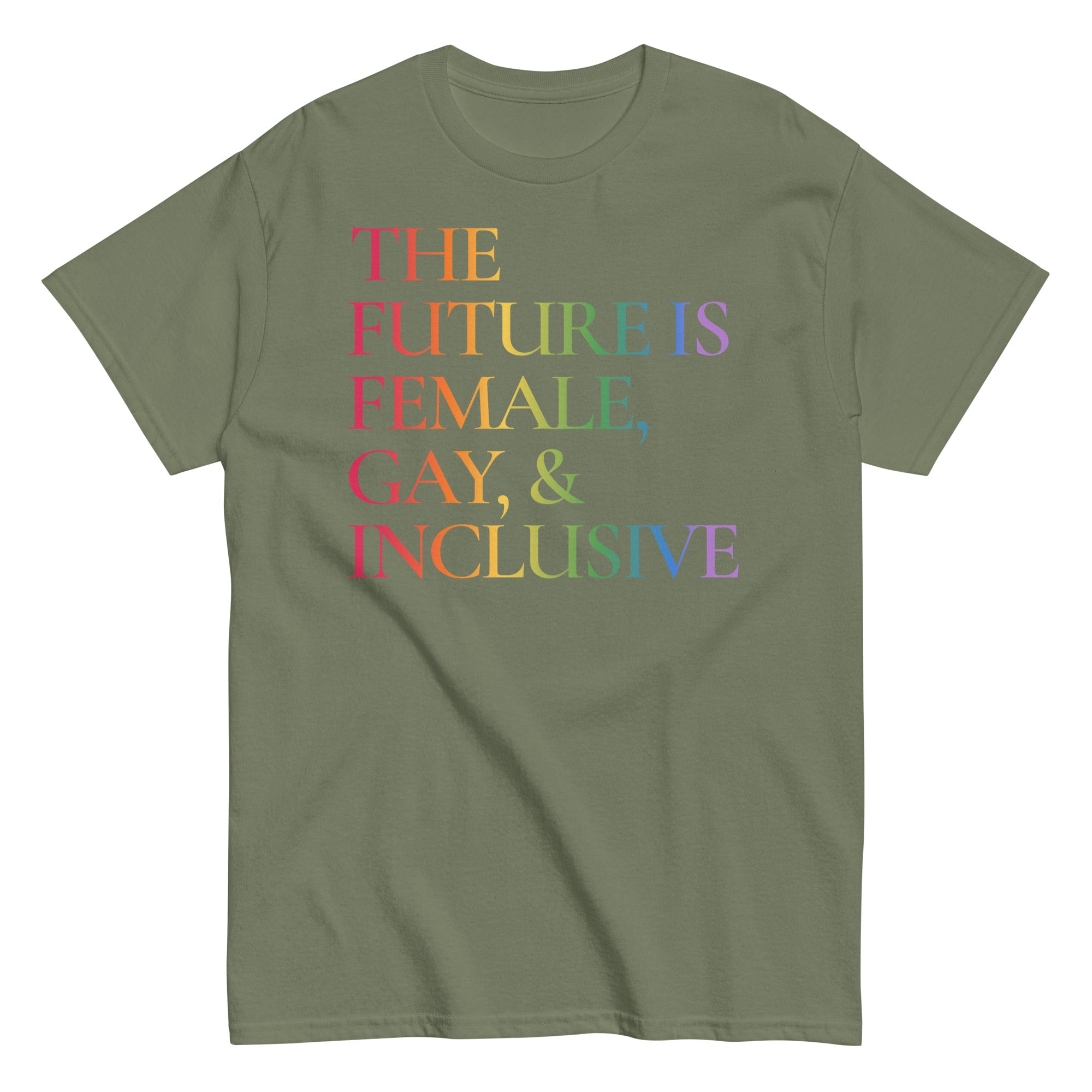 "The Future Is Female, Gay & Inclusive" cotton tee, view 2 — Rose Gold Co