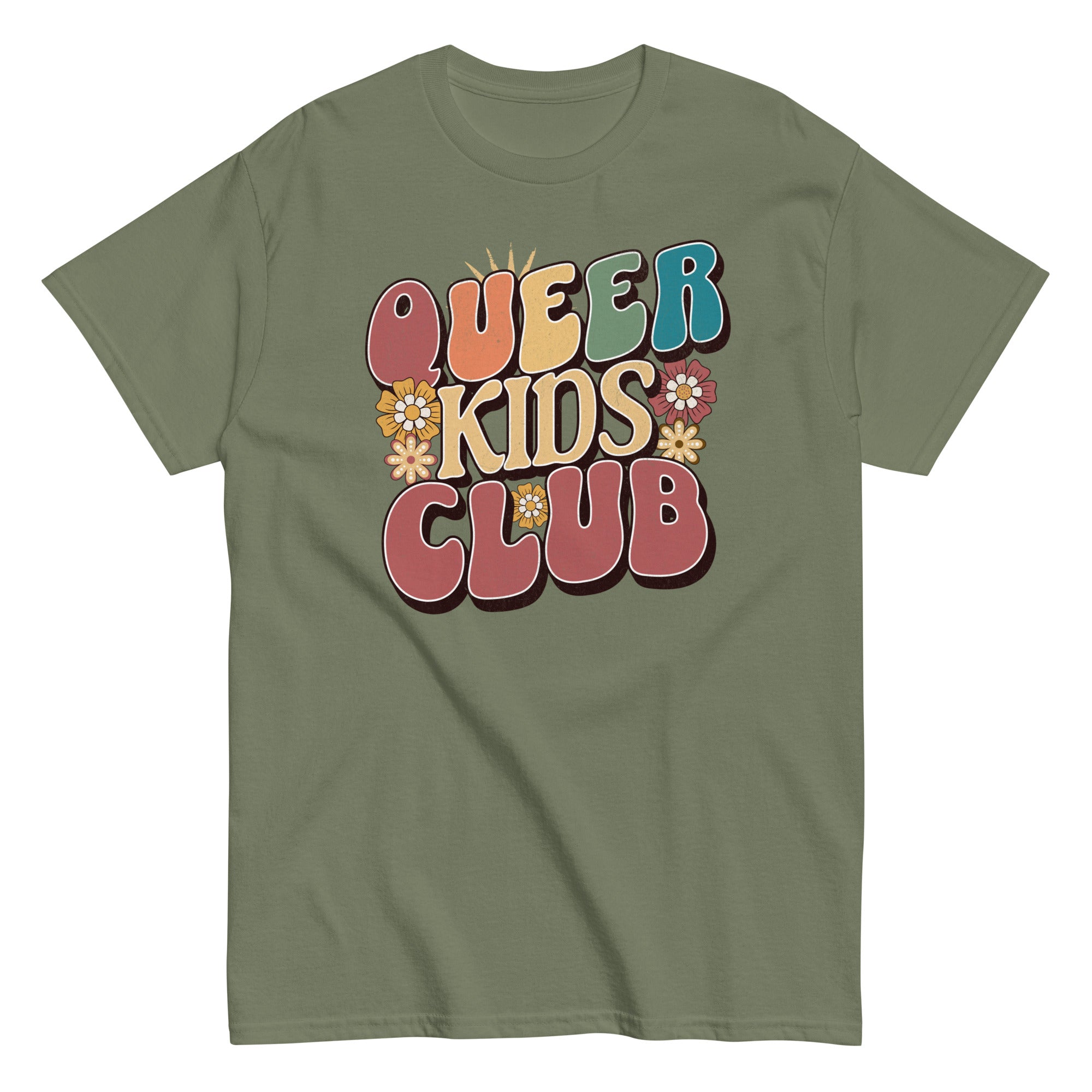 "Queer Kids Club" playful pride graphic tee, view 6 — Rose Gold Co