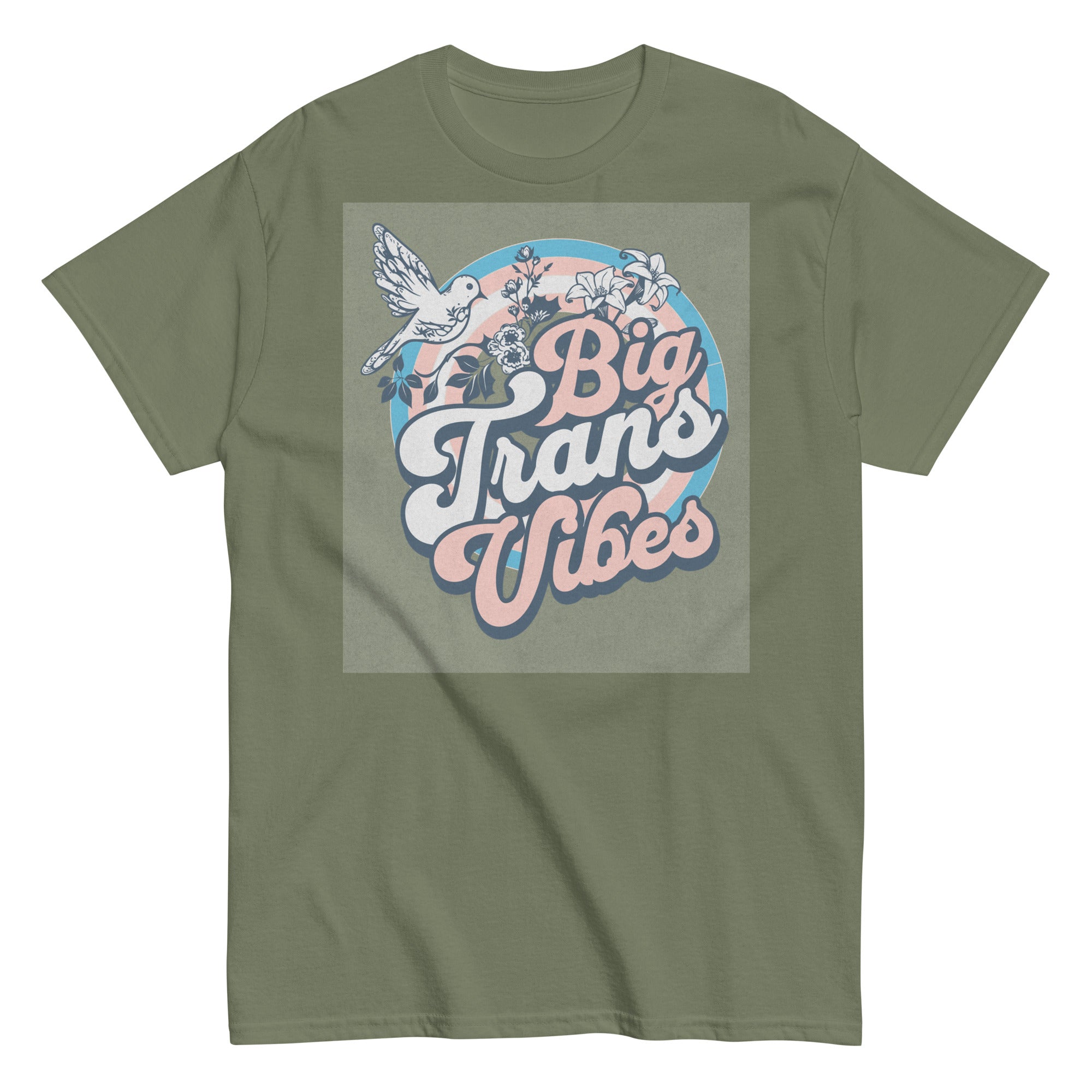 "Big Homo Energy" retro rainbow graphic tee, view 4 — Rose Gold Co