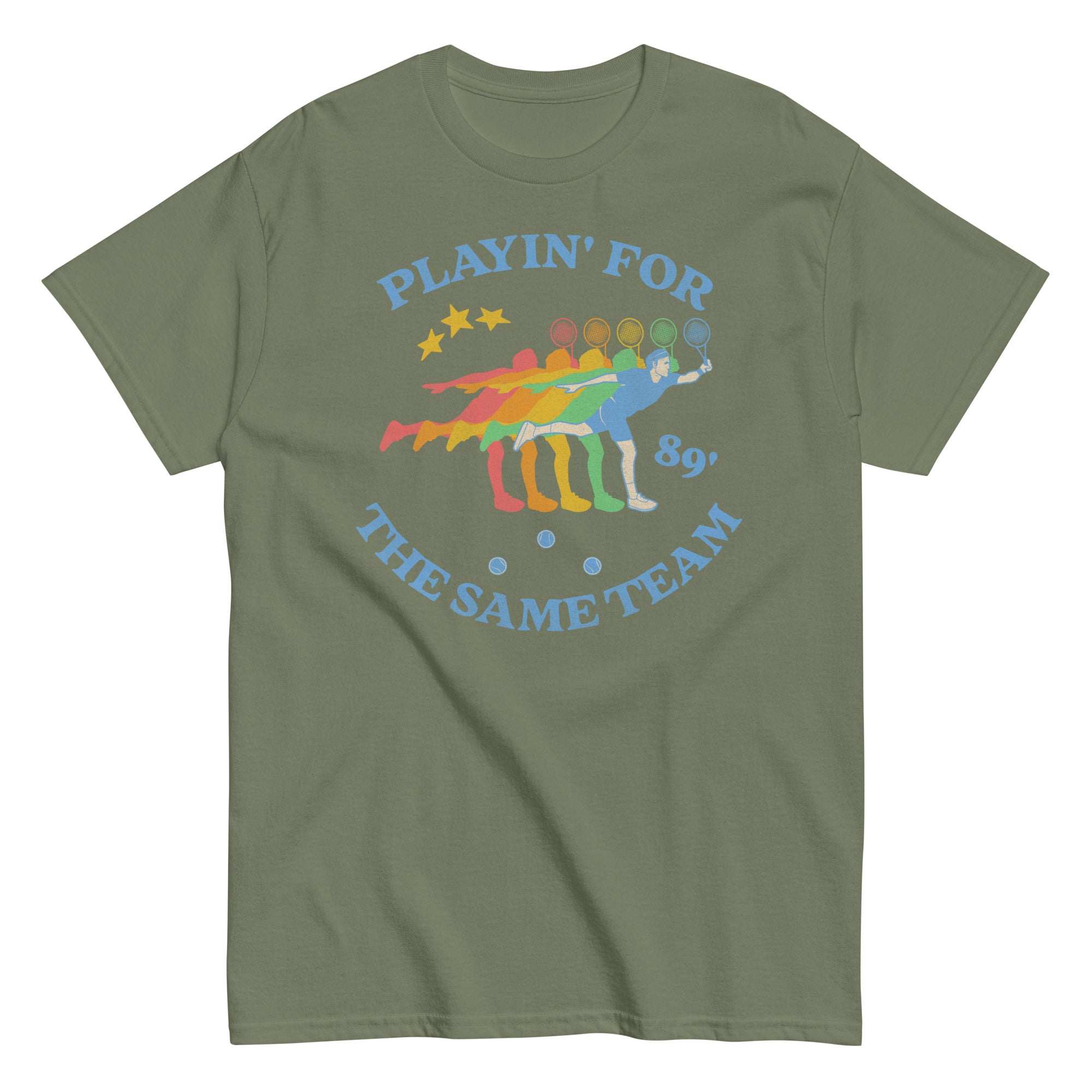 "Playin' for the Same Team" queer pride tee, view 5 — Rose Gold Co