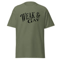 "Weak and Gay" Republican satire tee, white, view 2 — Rose Gold Co