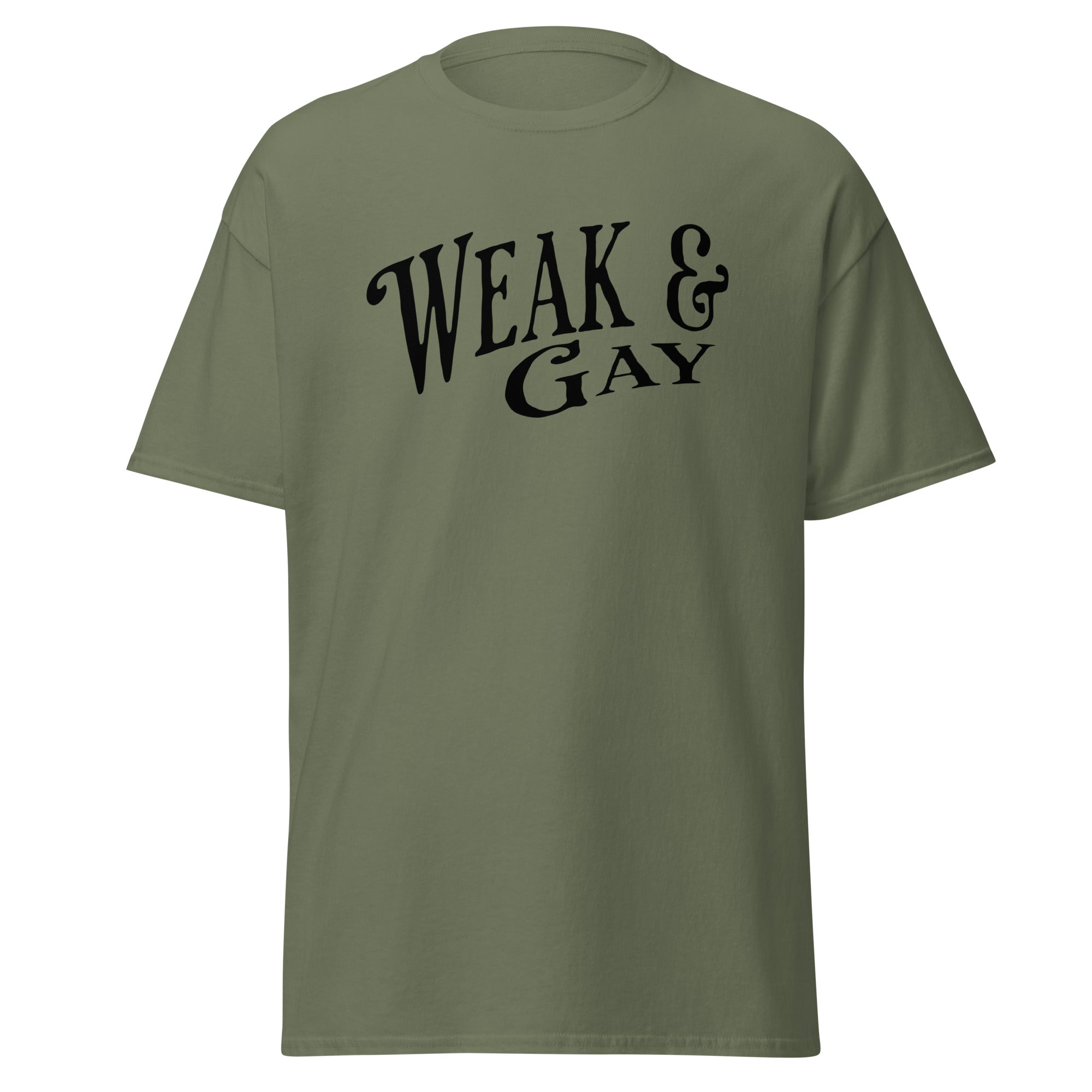 "Weak and Gay" Republican satire tee, white, view 2 — Rose Gold Co