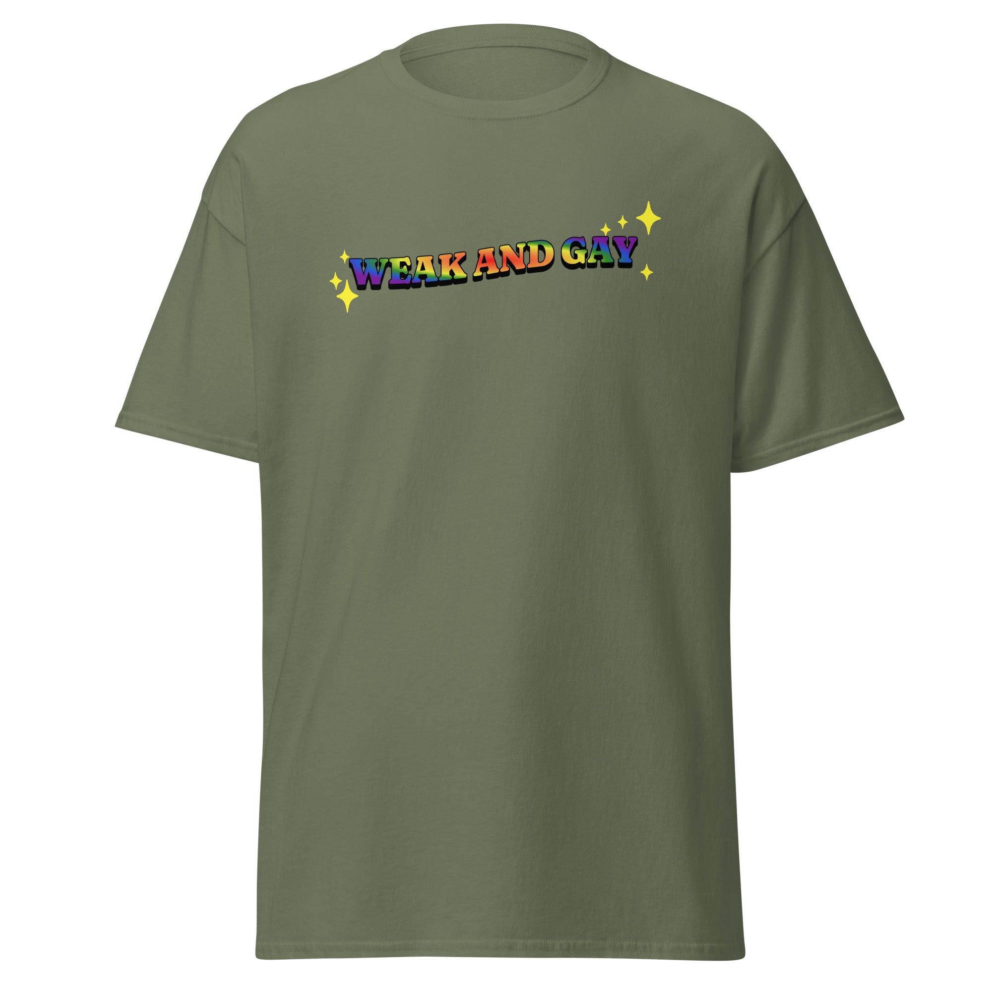 "Weak and Gay" reclaimed Republican quote tee, view 2 — Rose Gold Co