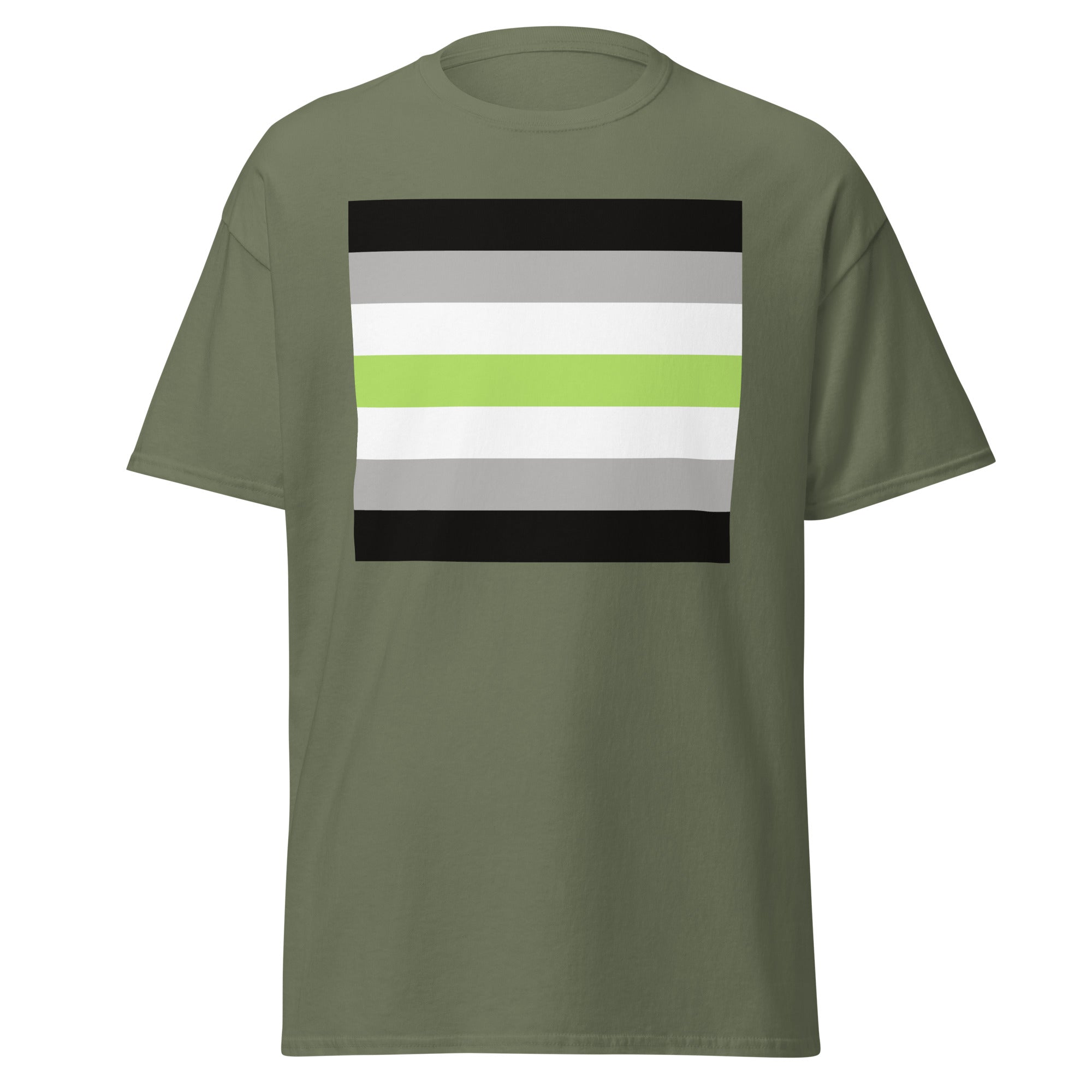 Agender pride flag tee, view 2 — Rose Gold Co