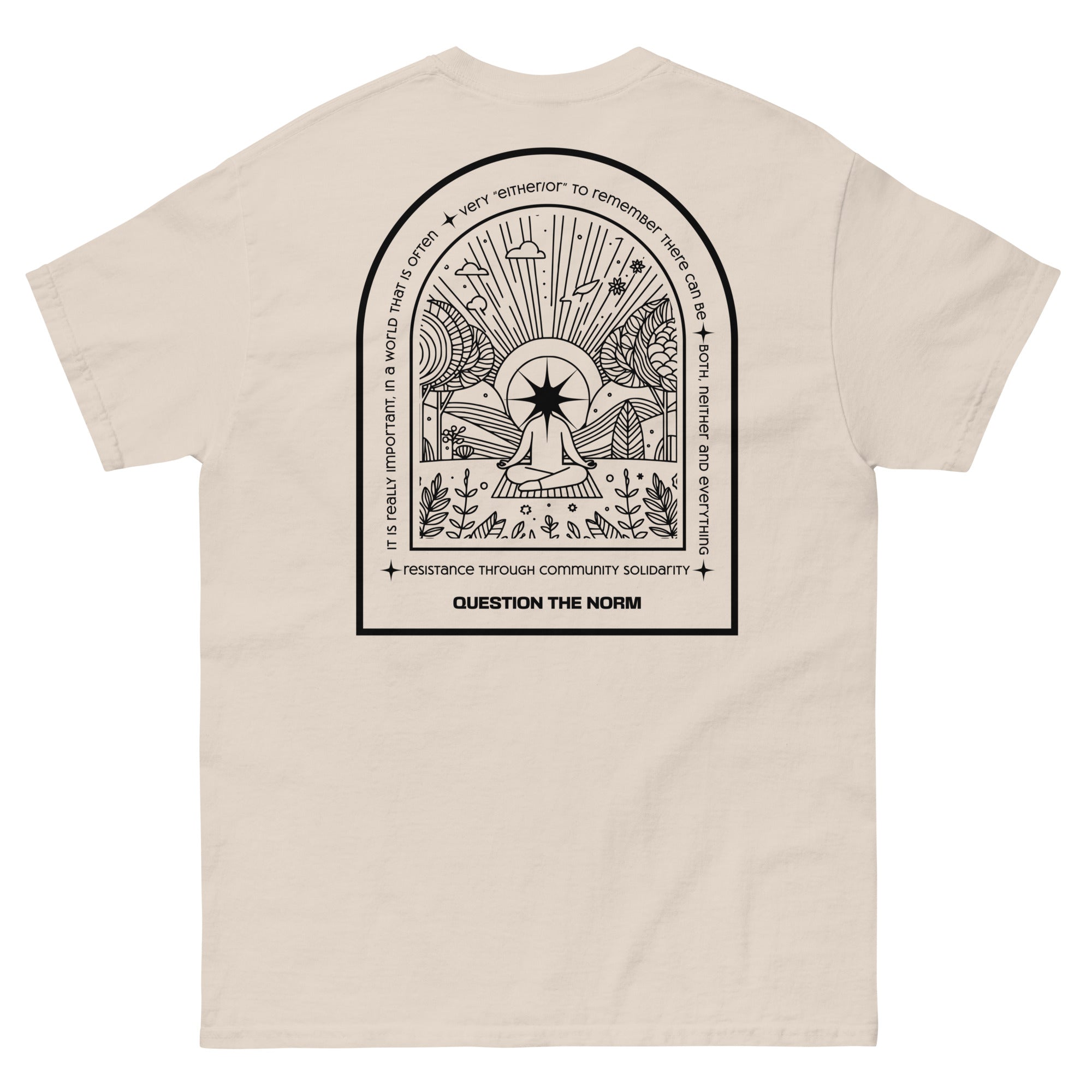 Cisn't Question the Norm premium tee, detail view — Rose Gold Co