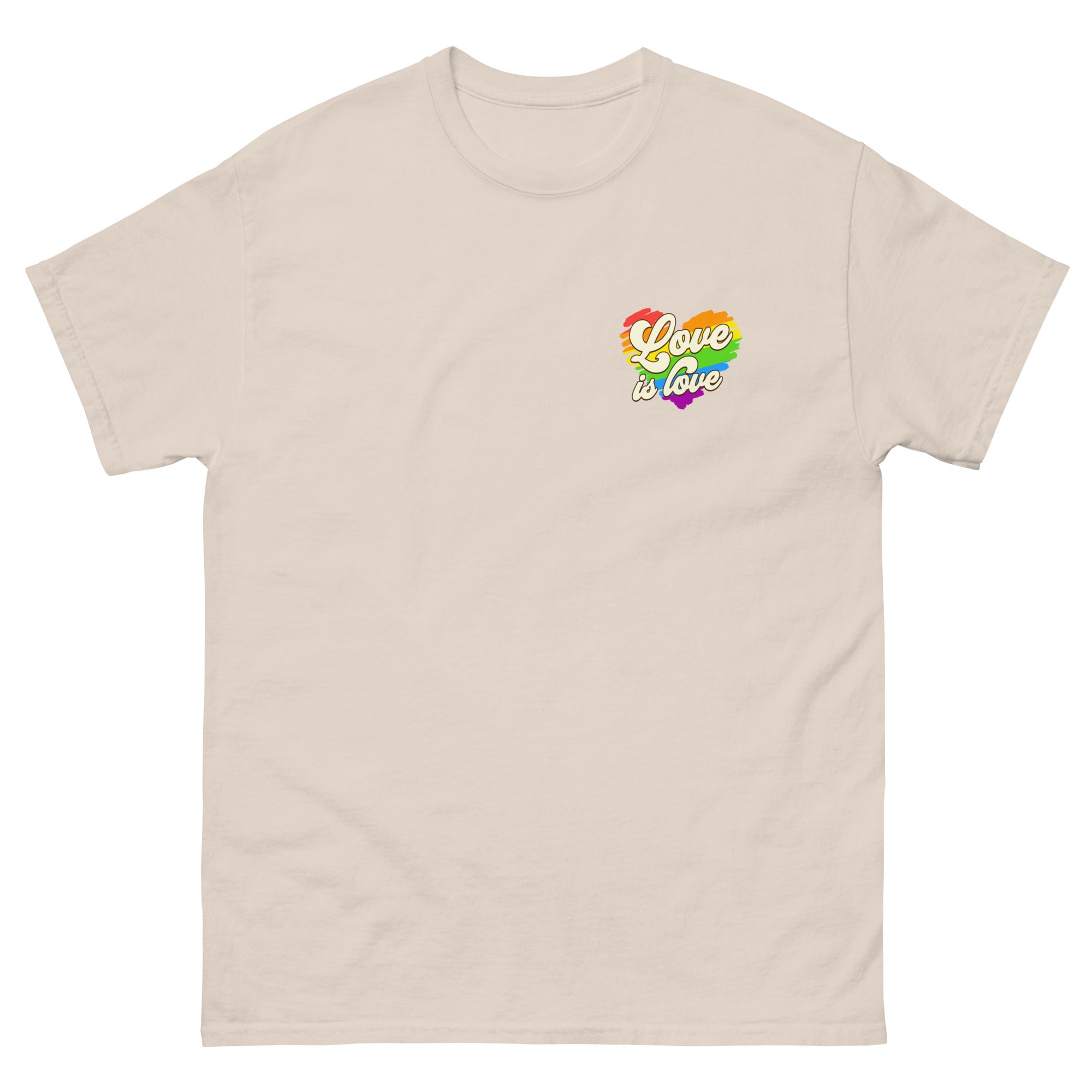 Love Is Love rainbow heart tee, view 9 — Rose Gold Co