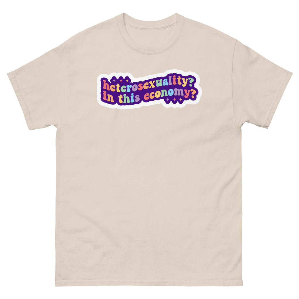 Heterosexuality In This Economy tee, flat lay — Rose Gold Co