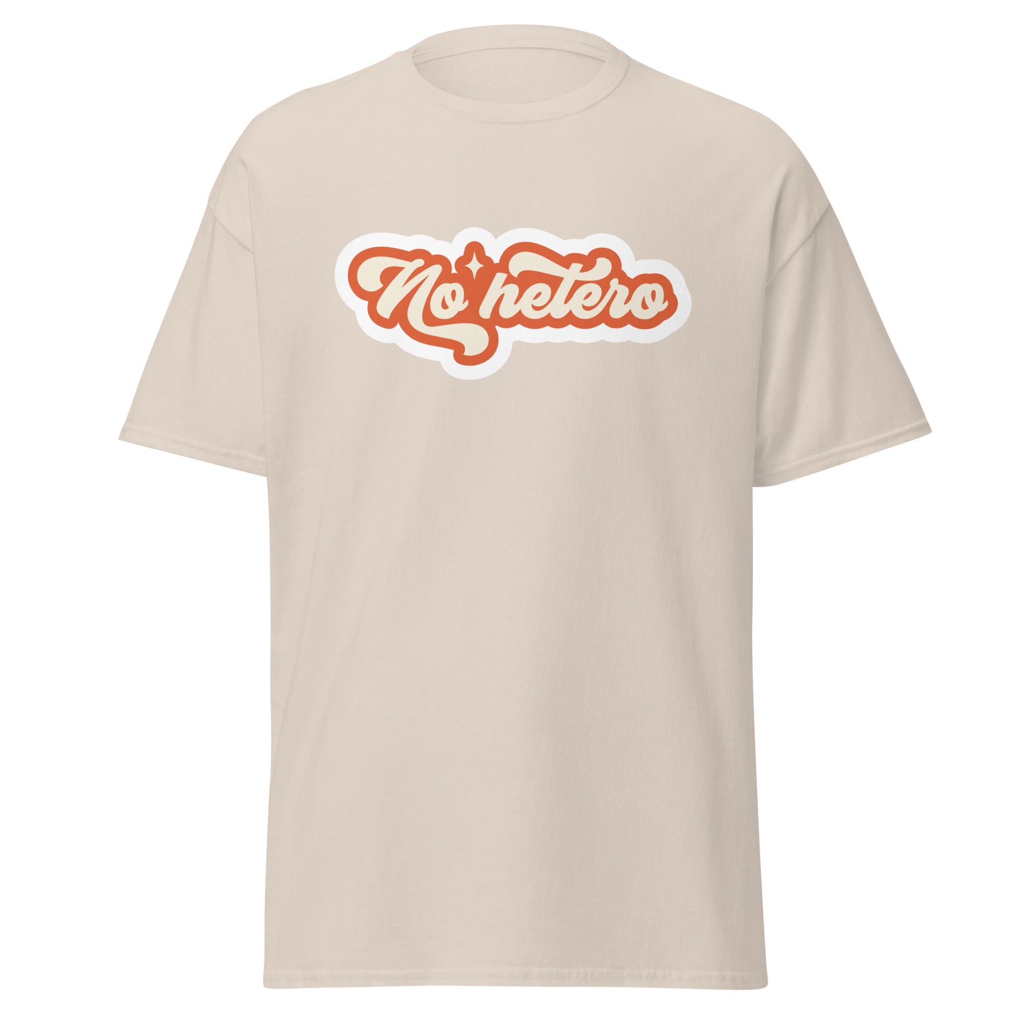 No Hetero tee, detail view — Rose Gold Co