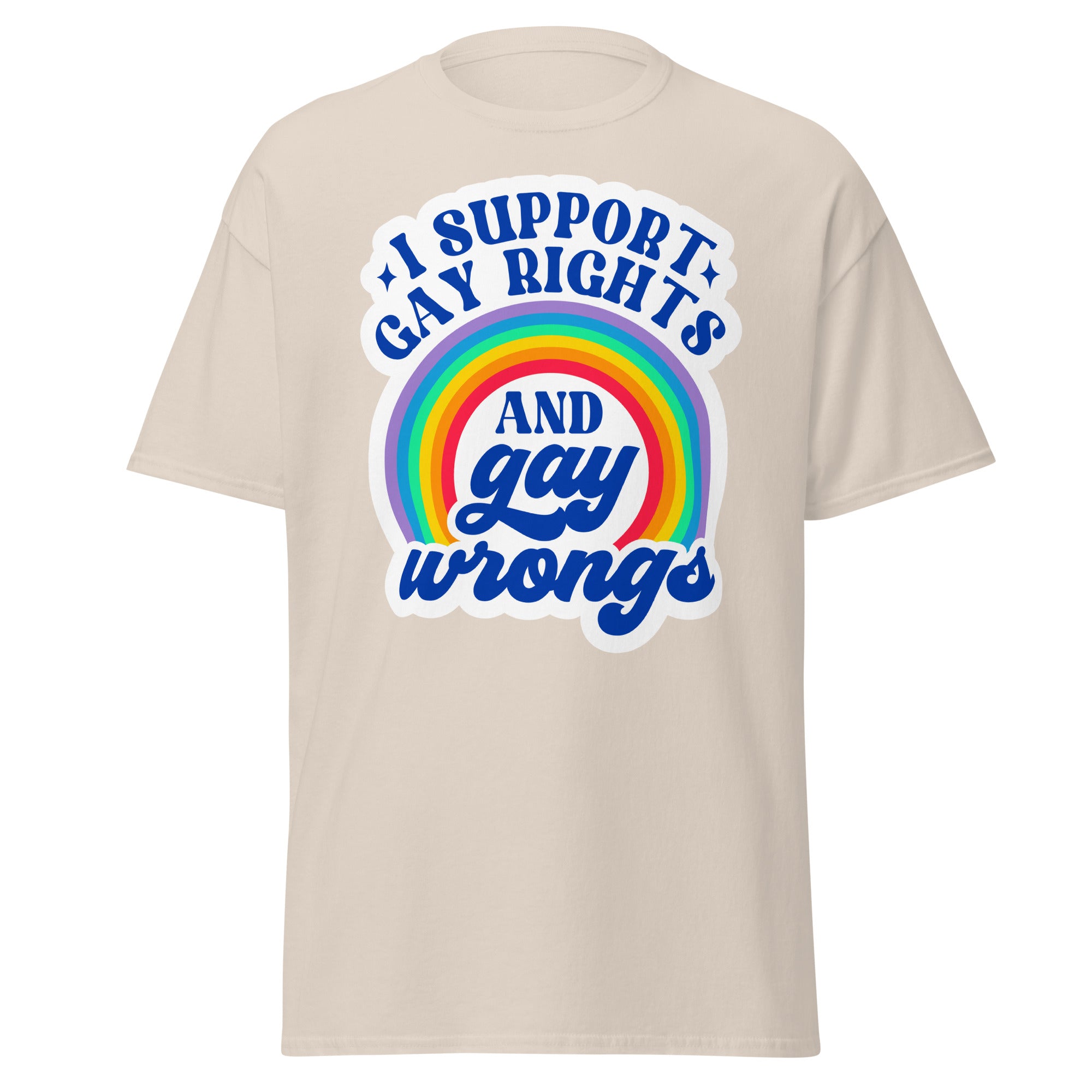 I Support Gay Rights and Gay Wrongs tee, detail view — Rose Gold Co