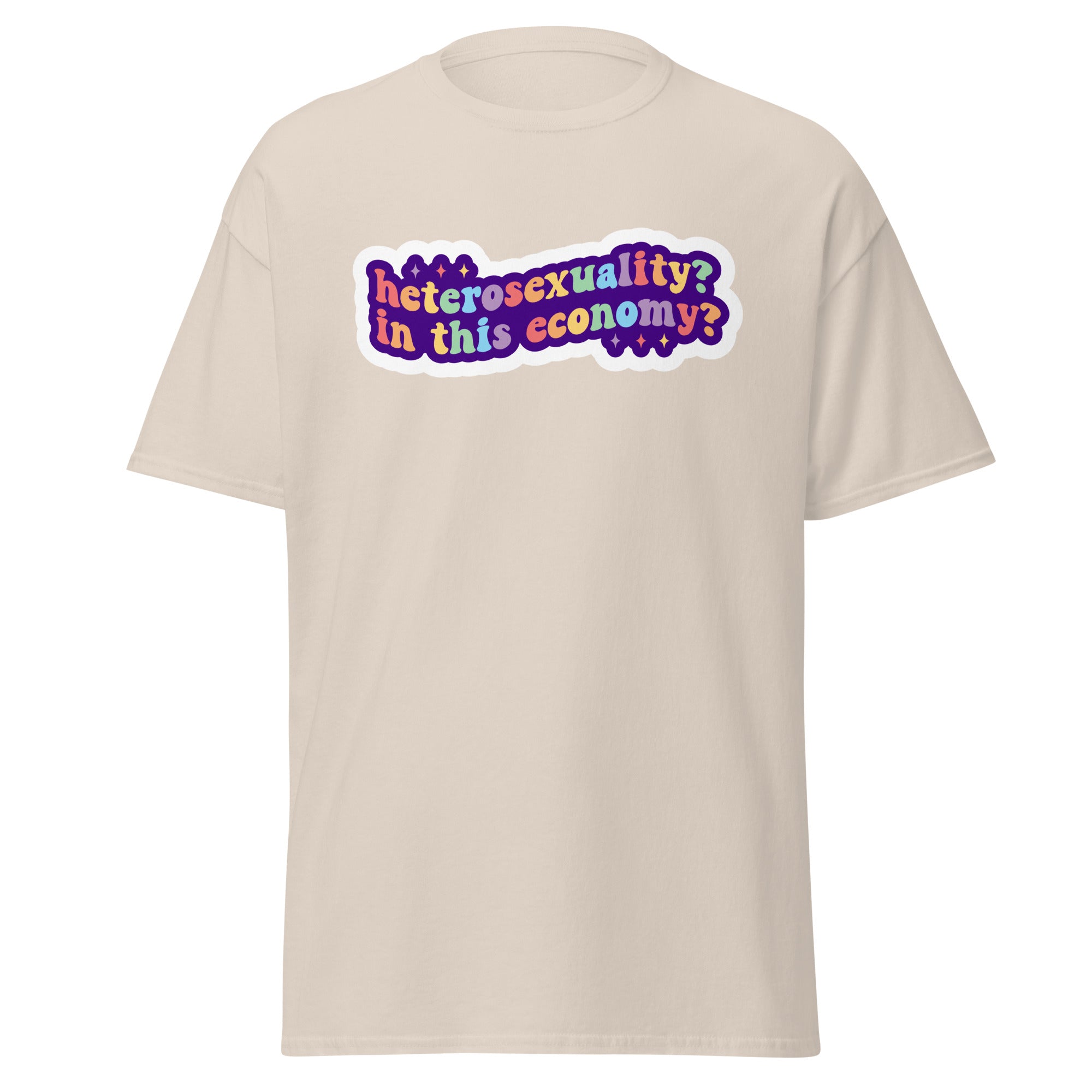 Heterosexuality deadpan tee, front view — Rose Gold Co