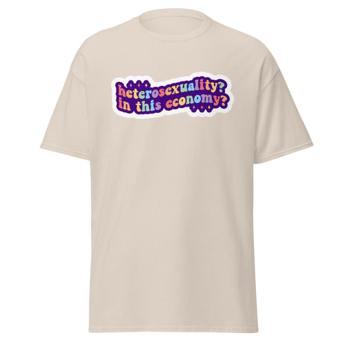 Heterosexuality deadpan tee, front view — Rose Gold Co