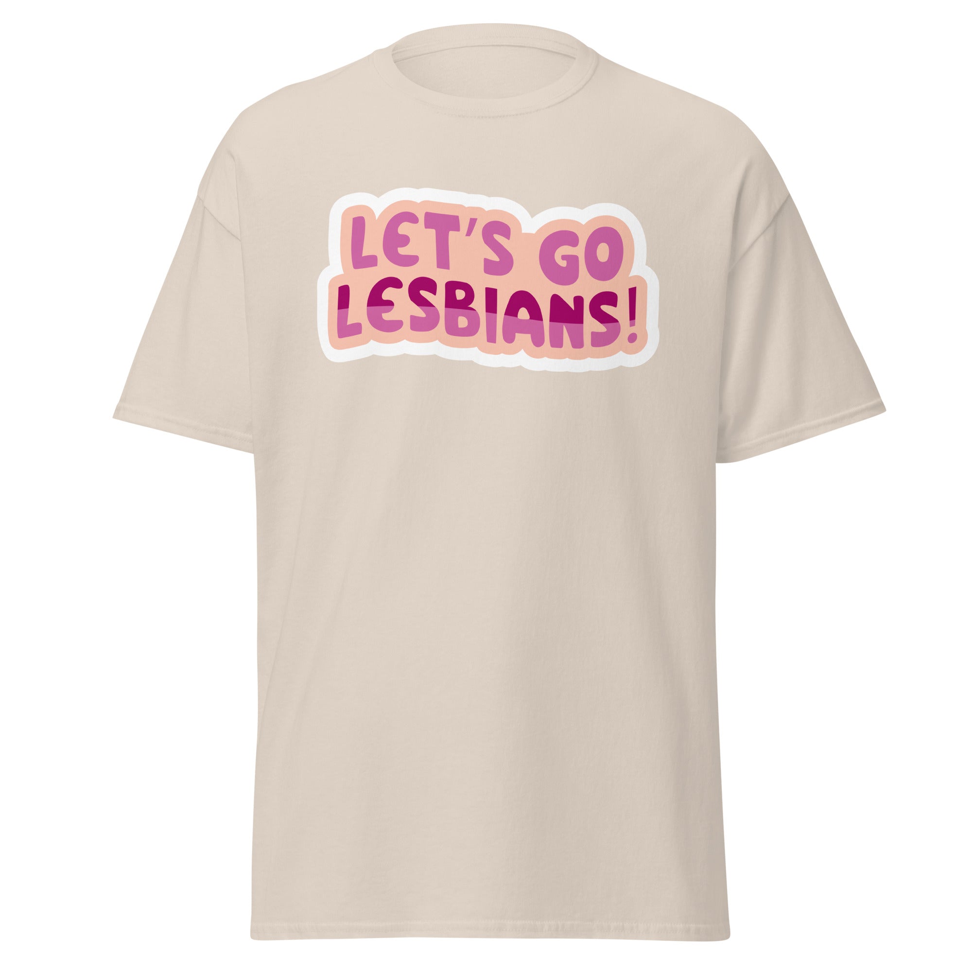 Let's Go Lesbians tee, flat lay — Rose Gold Co