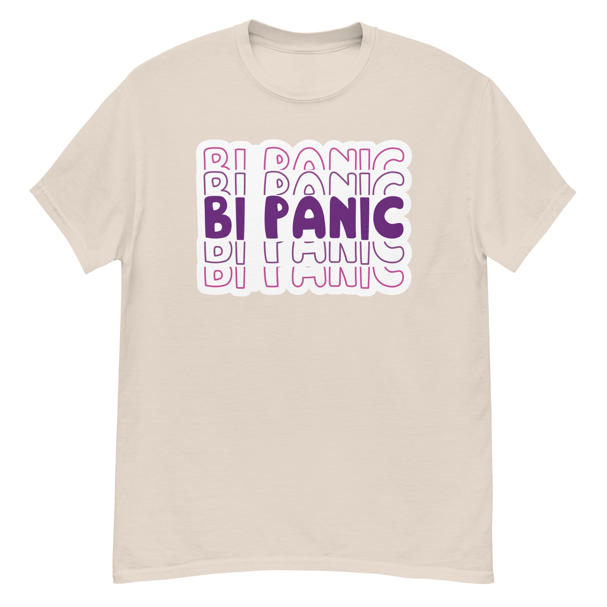 Bi Panic tee, detail view — Rose Gold Co
