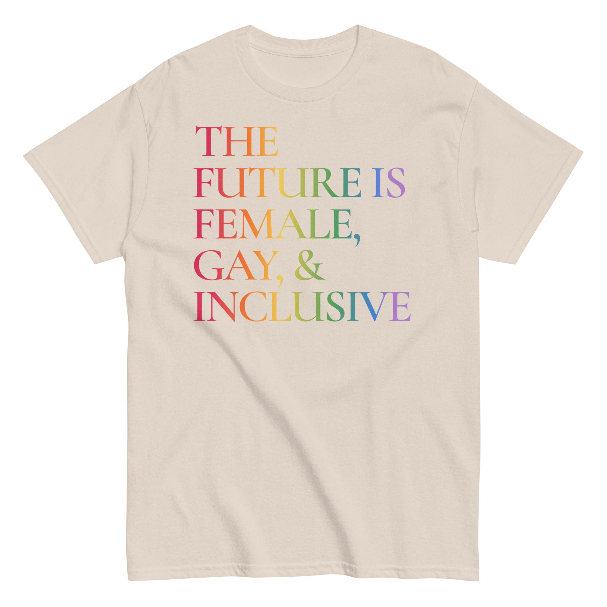 "The Future Is Female, Gay & Inclusive" cotton tee, view 3 — Rose Gold Co