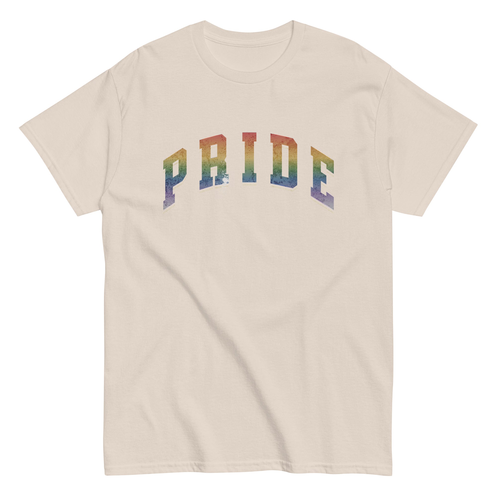 Gay pride rainbow varsity lettering tee, view 9 — Rose Gold Co