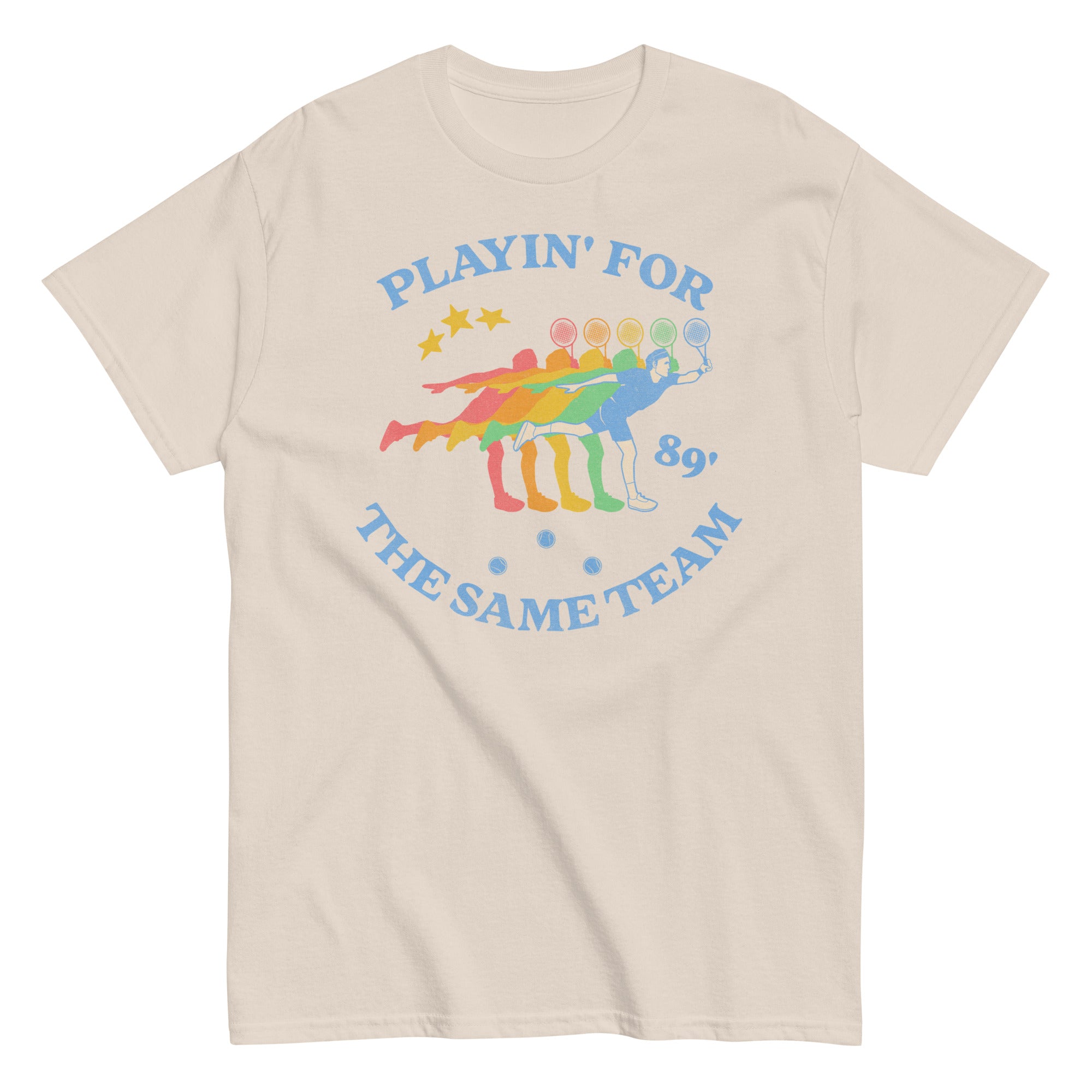 "Playin' for the Same Team" queer pride tee, view 6 — Rose Gold Co