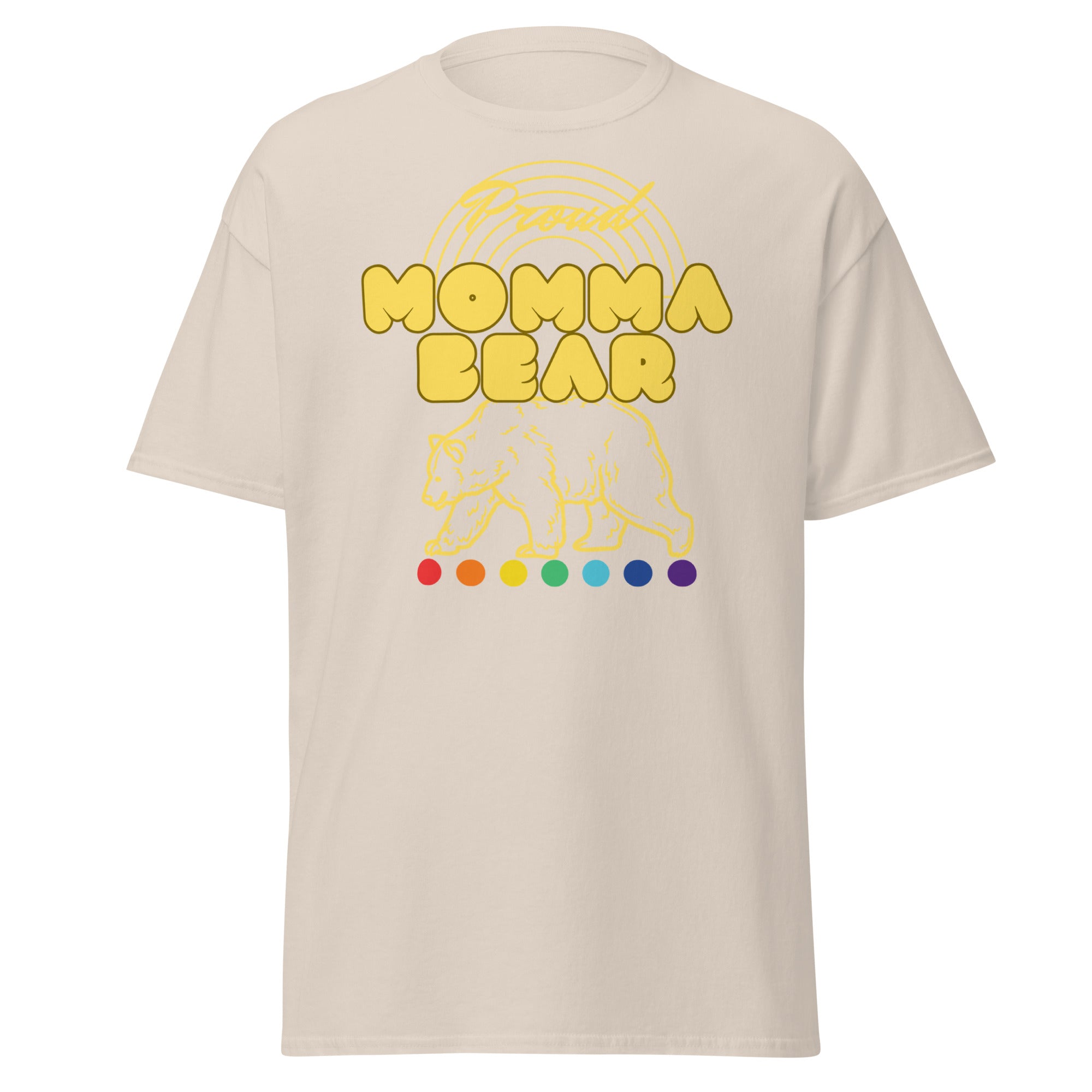 "Proud Momma Bear" retro pride ally tee — Rose Gold Co