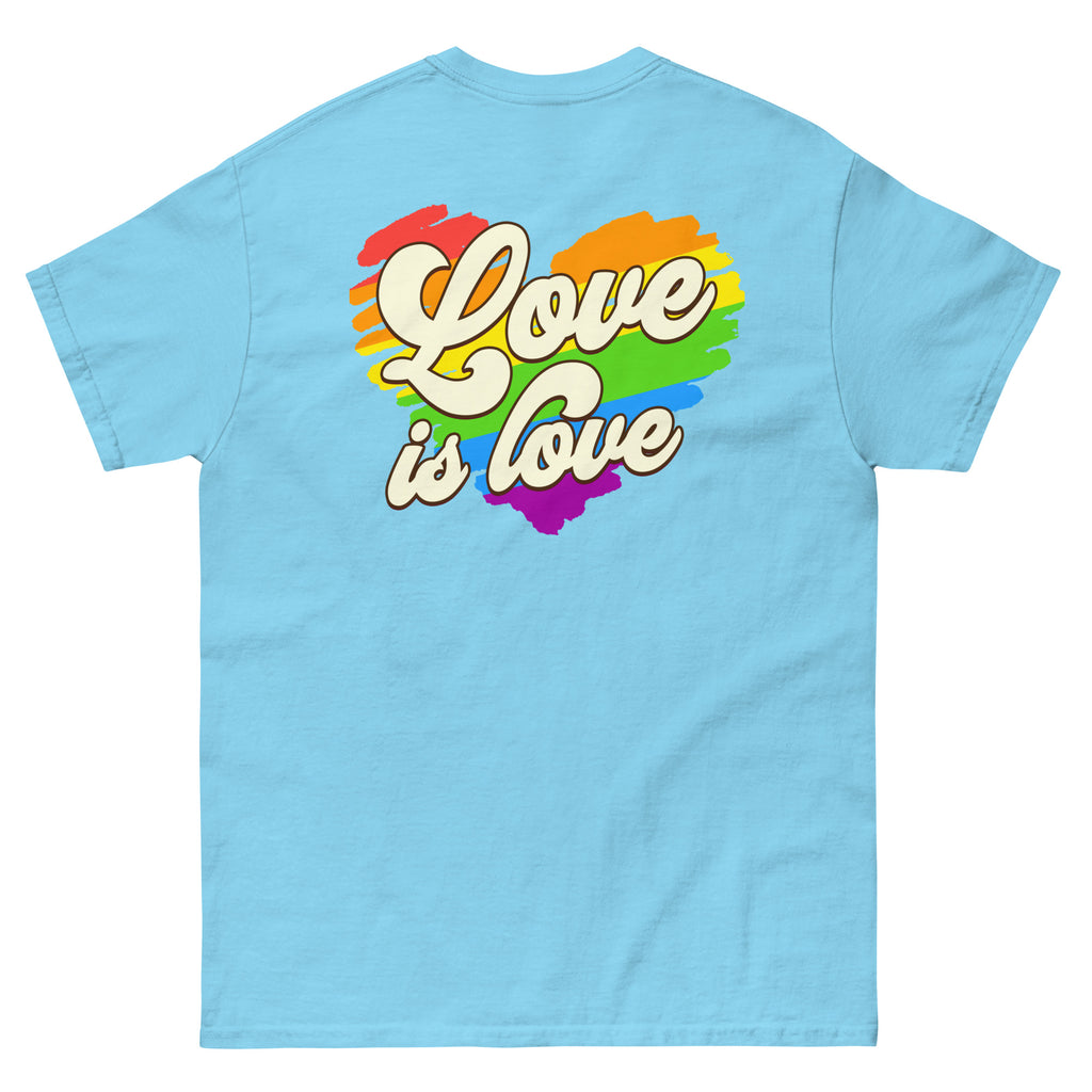 Love Is Love rainbow heart tee, view 8 — Rose Gold Co