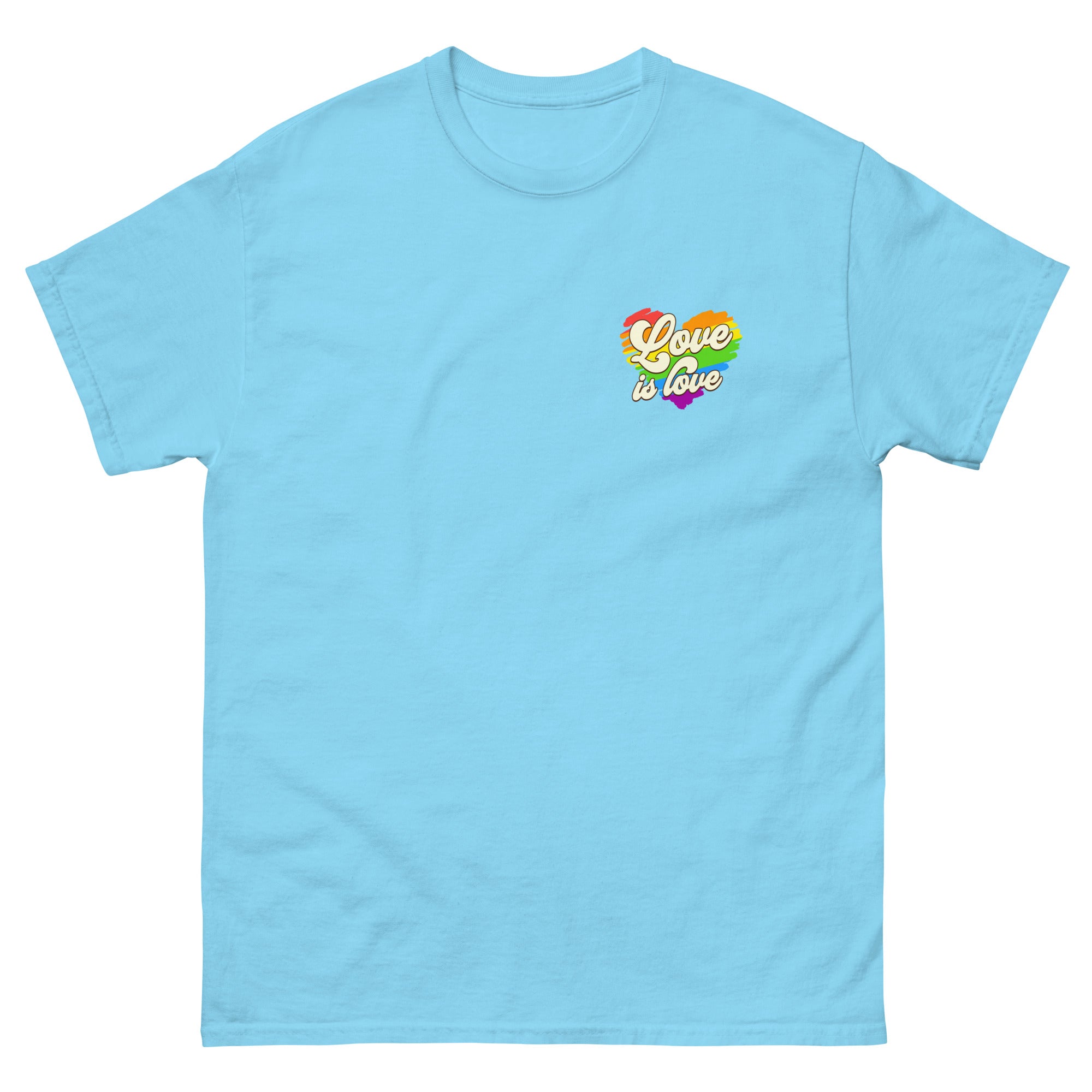 Love Is Love rainbow heart tee, view 7 — Rose Gold Co
