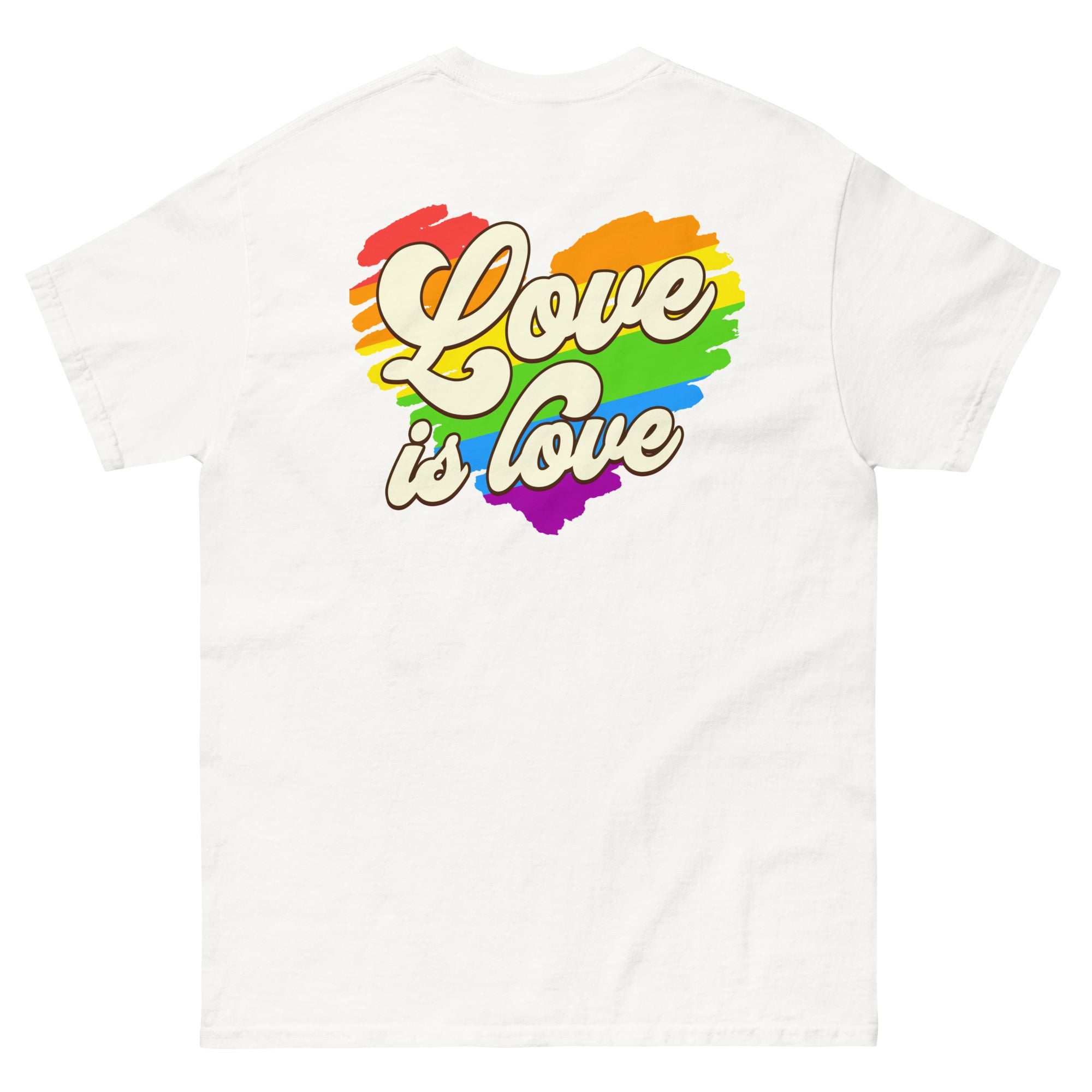Love Is Love rainbow heart tee, view 12 — Rose Gold Co
