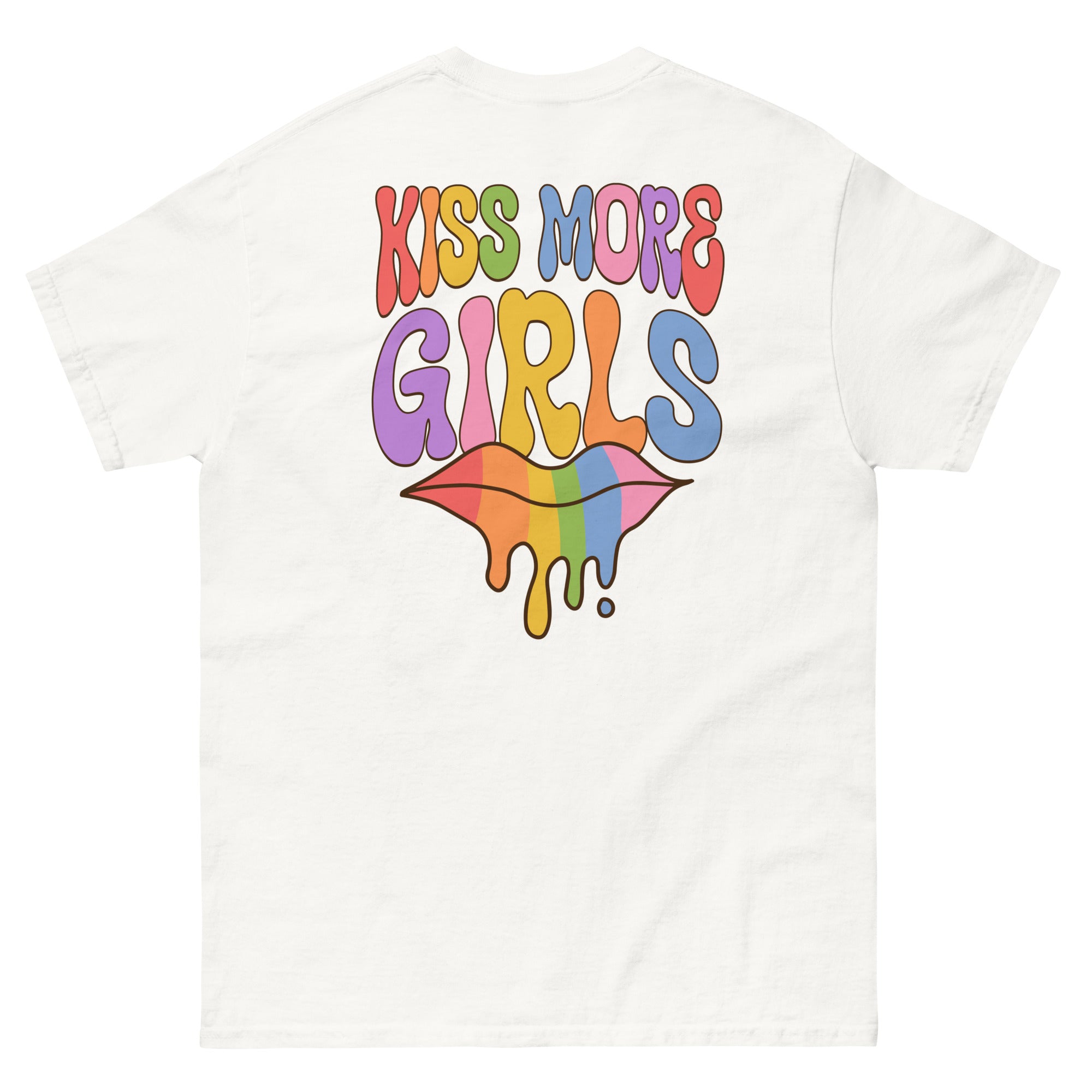 Kiss More Girls graphic tee, detail view — Rose Gold Co