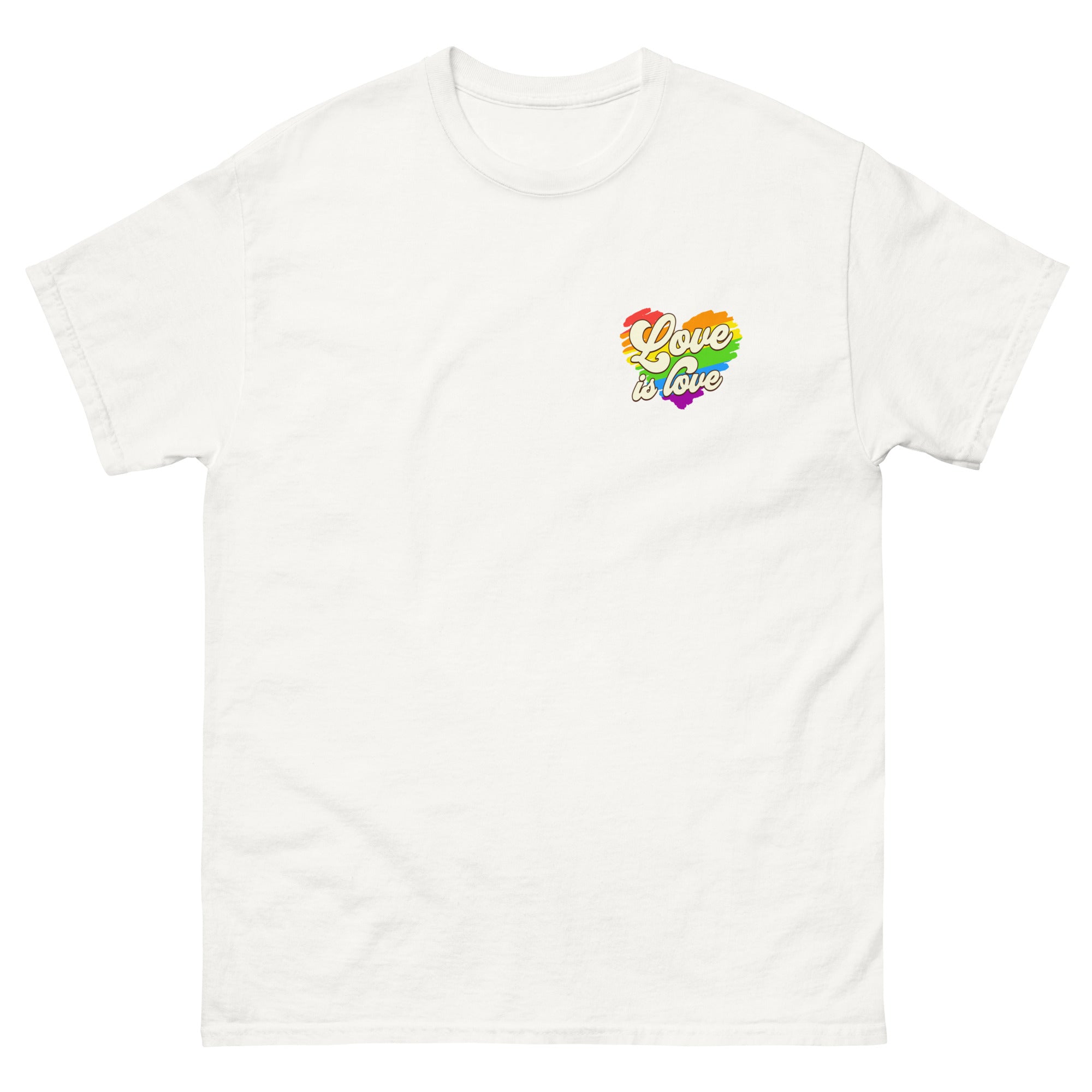 Love Is Love rainbow heart tee, view 11 — Rose Gold Co