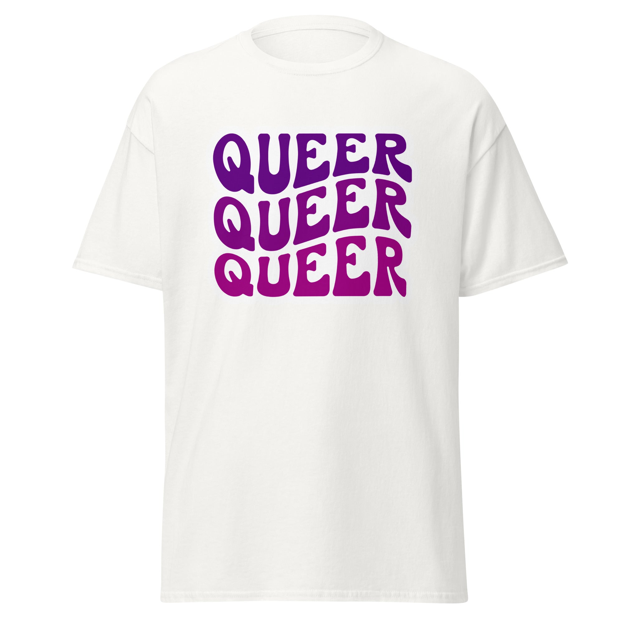 Queer bold print tee, flat lay — Rose Gold Co