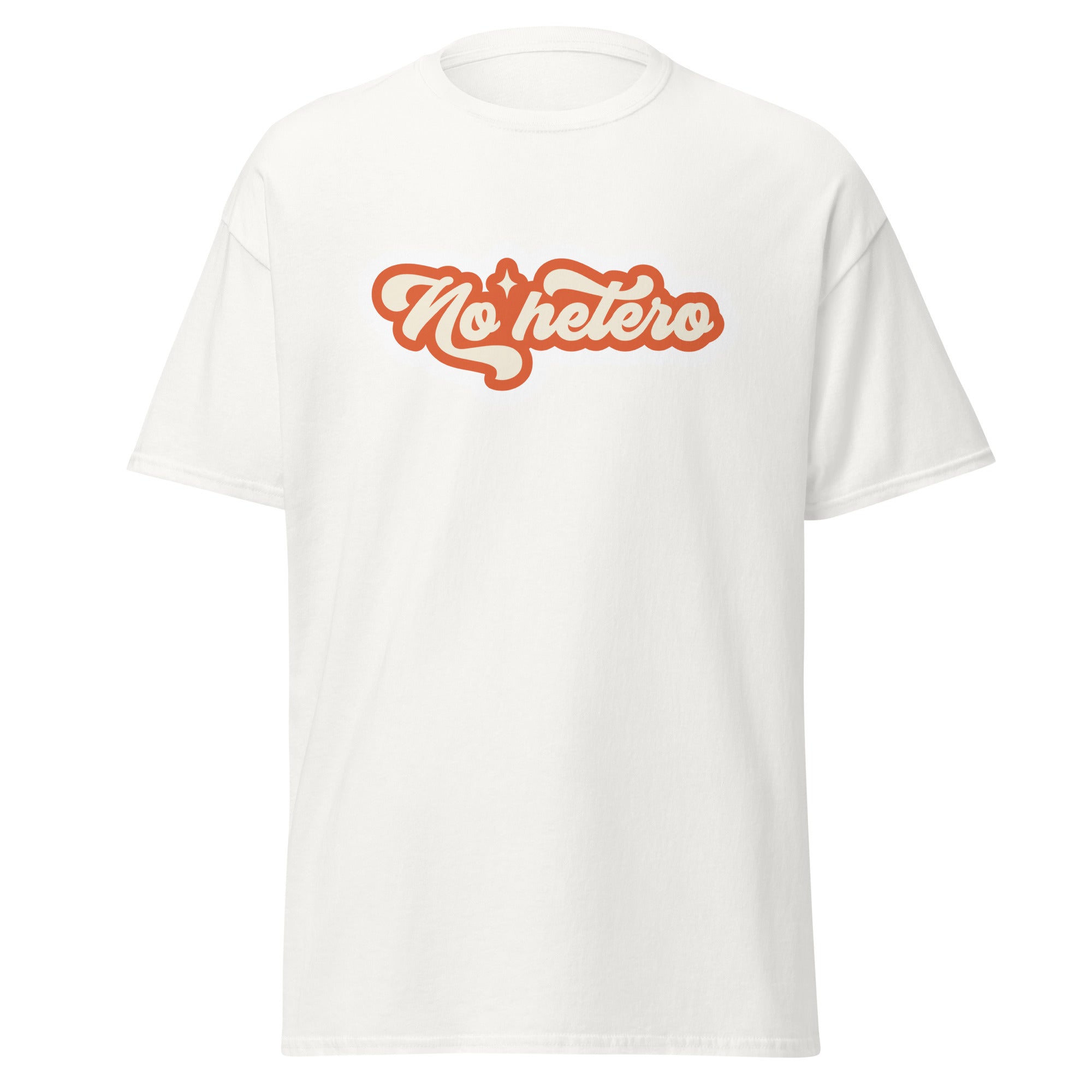 No Hetero tee, flat lay — Rose Gold Co