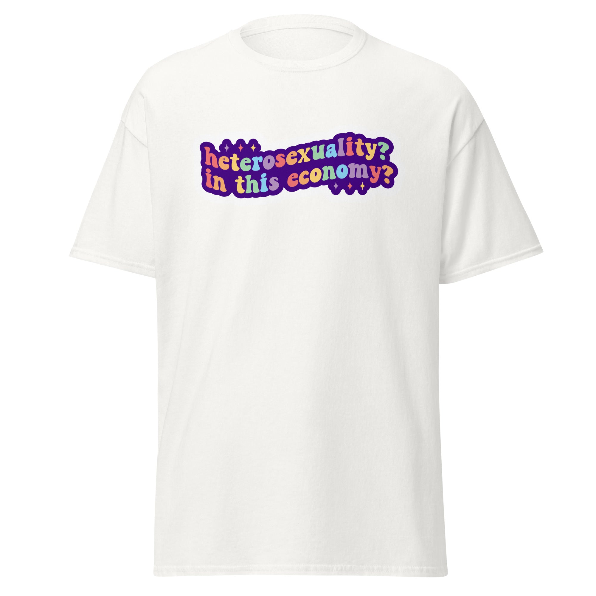 Heterosexuality deadpan tee, flat lay — Rose Gold Co