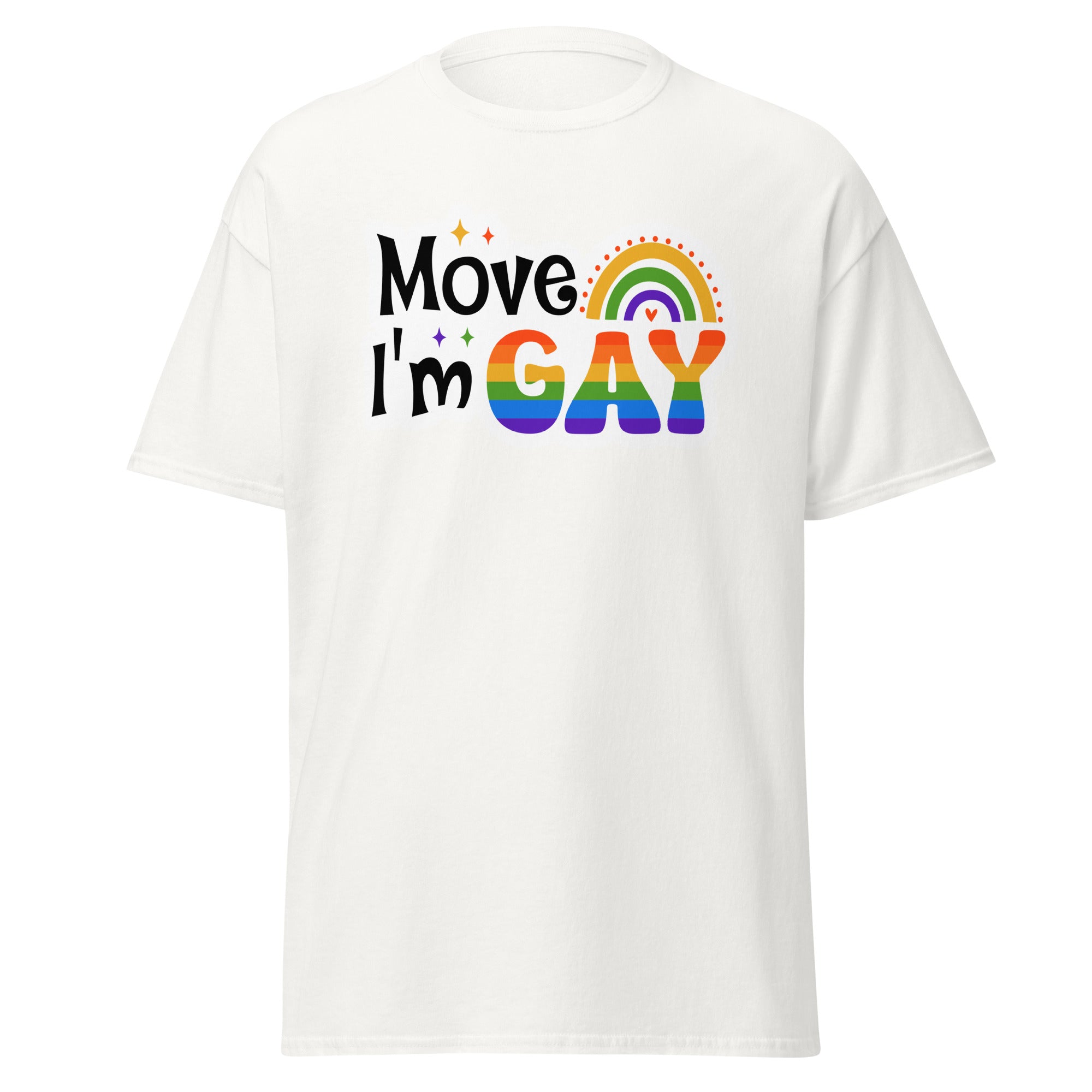 Move I'm Gay tee, flat lay — Rose Gold Co