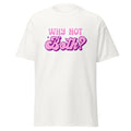 Why Not Both bi pride tee, flat lay — Rose Gold Co