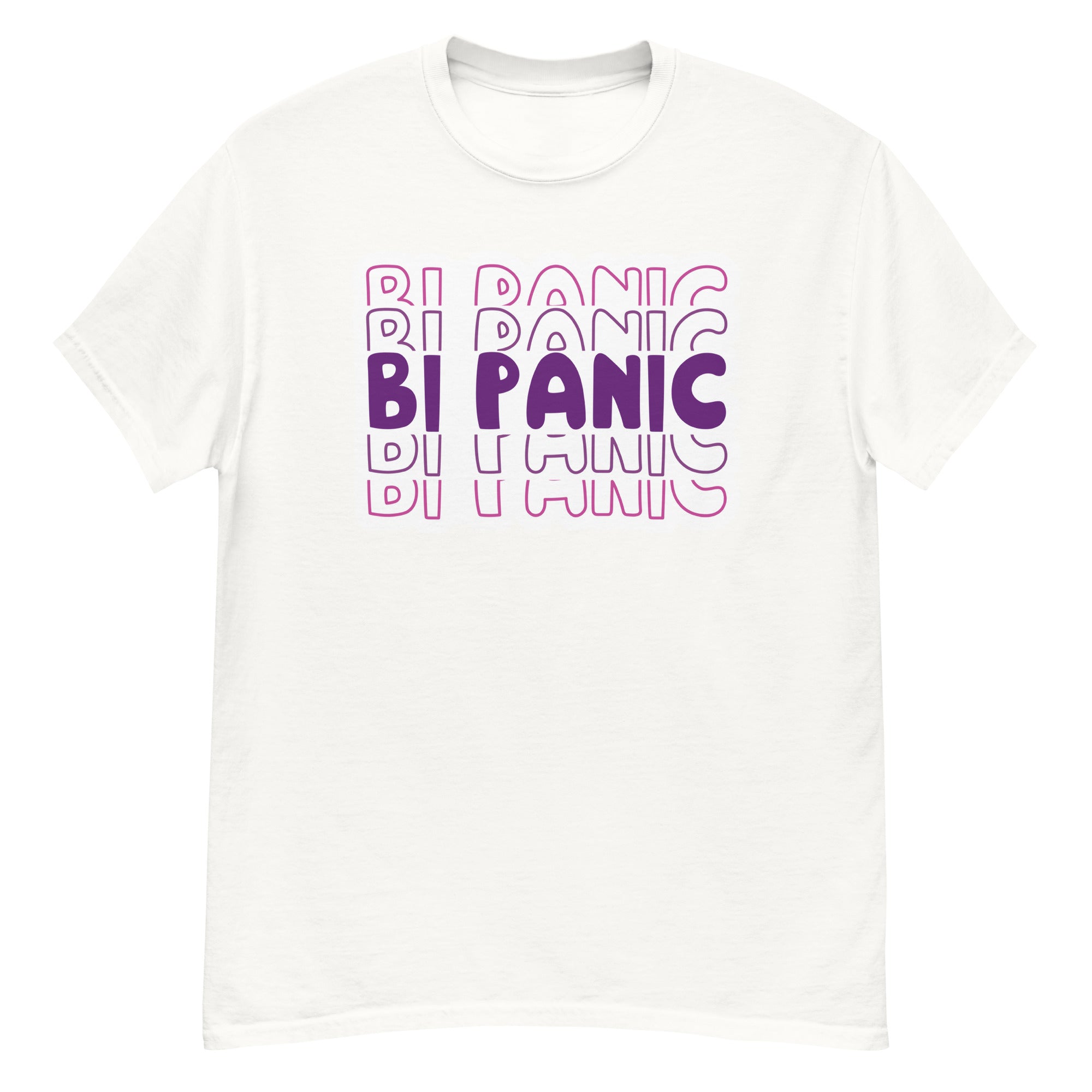 Bi Panic tee, flat lay — Rose Gold Co