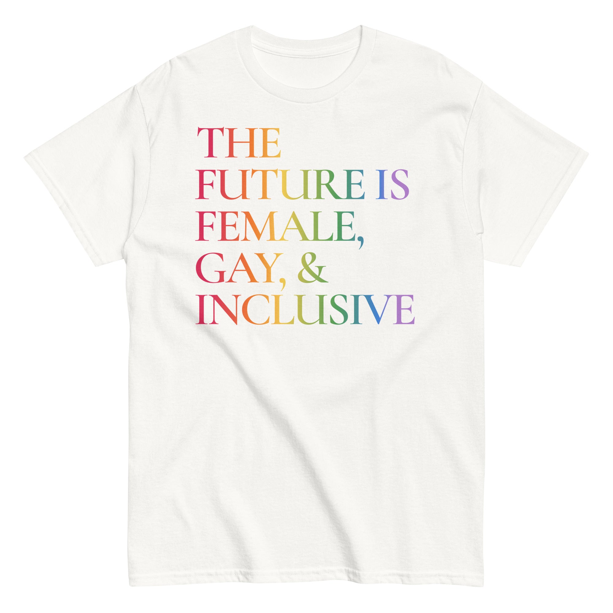 "The Future Is Female, Gay & Inclusive" cotton tee, view 4 — Rose Gold Co