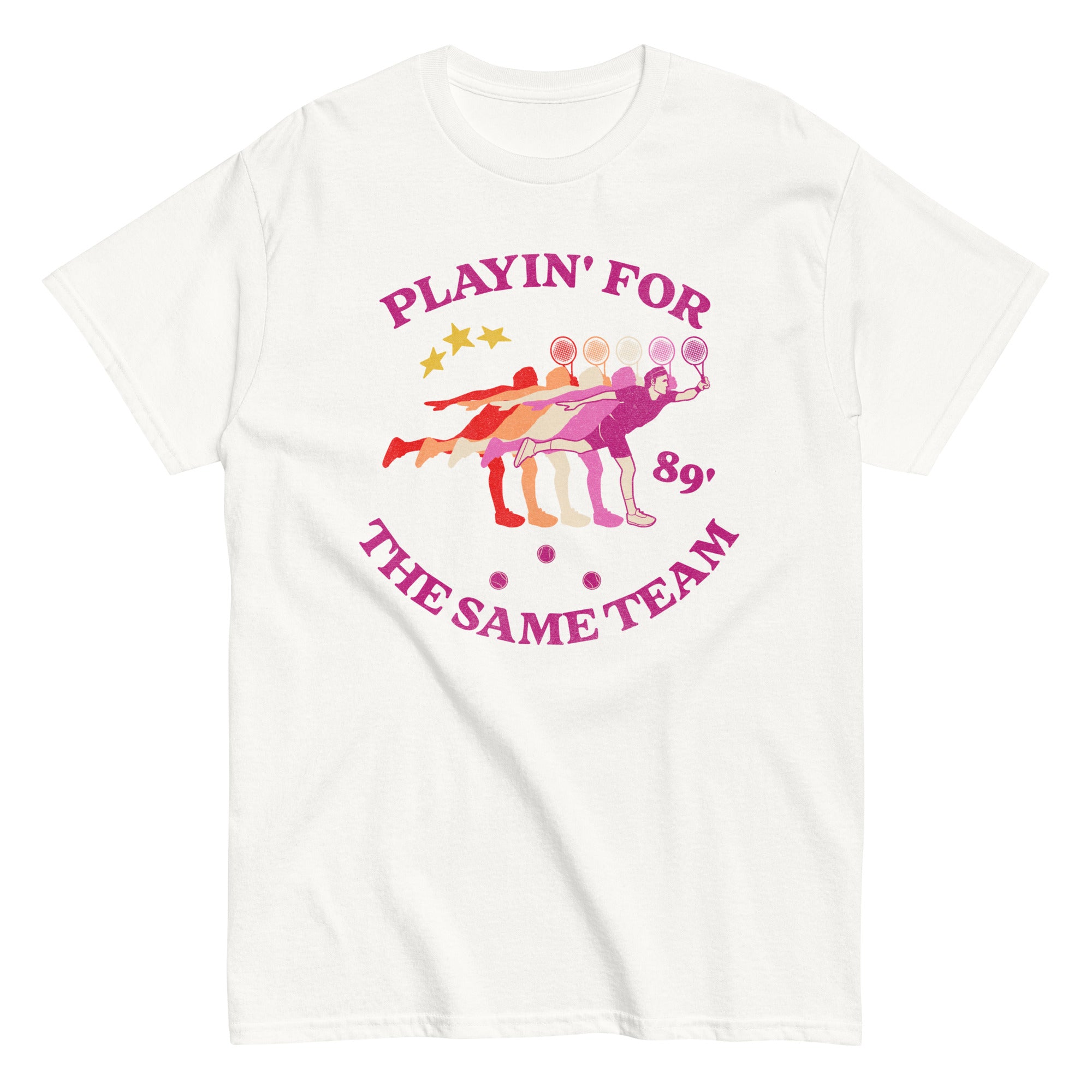 "Same Team" lesbian pride tee, view 5 — Rose Gold Co