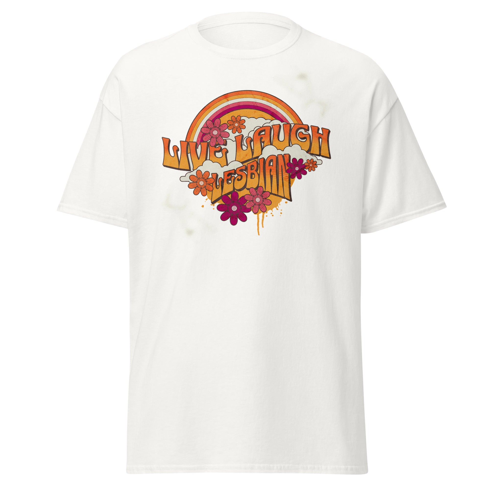 Lesbian pride flag all-over print tee — Rose Gold Co
