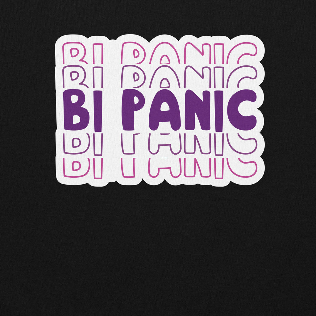 Bi Panic crewneck sweatshirt, black, front view — Rose Gold Co