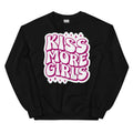 Kiss More Girls crewneck sweatshirt, black, front view 2 — Rose Gold Co
