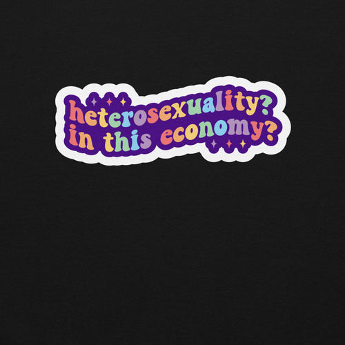 "Heterosexuality" deadpan slogan crewneck sweatshirt, view 2 — Rose Gold Co