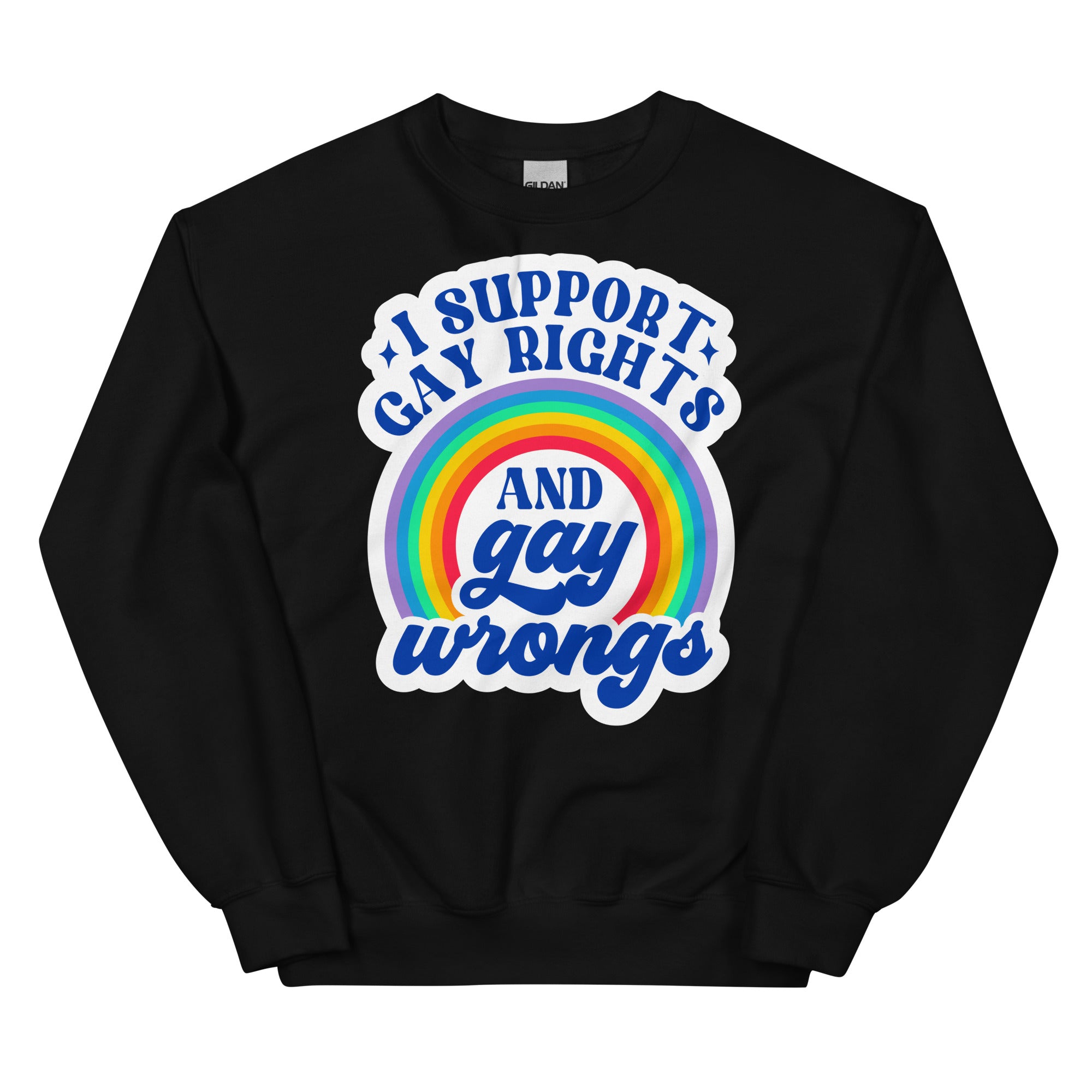 "I Support Gay Rights and Gay Wrongs" sweatshirt, view 4 — Rose Gold Co