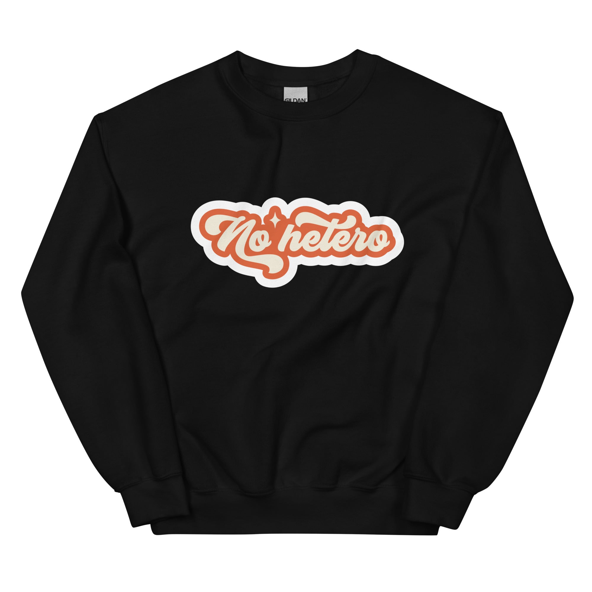 "No Hetero" slogan crewneck sweatshirt, view 4 — Rose Gold Co
