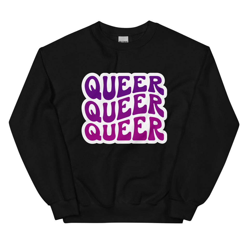 "Queer" bold statement crewneck sweatshirt, view 4 — Rose Gold Co