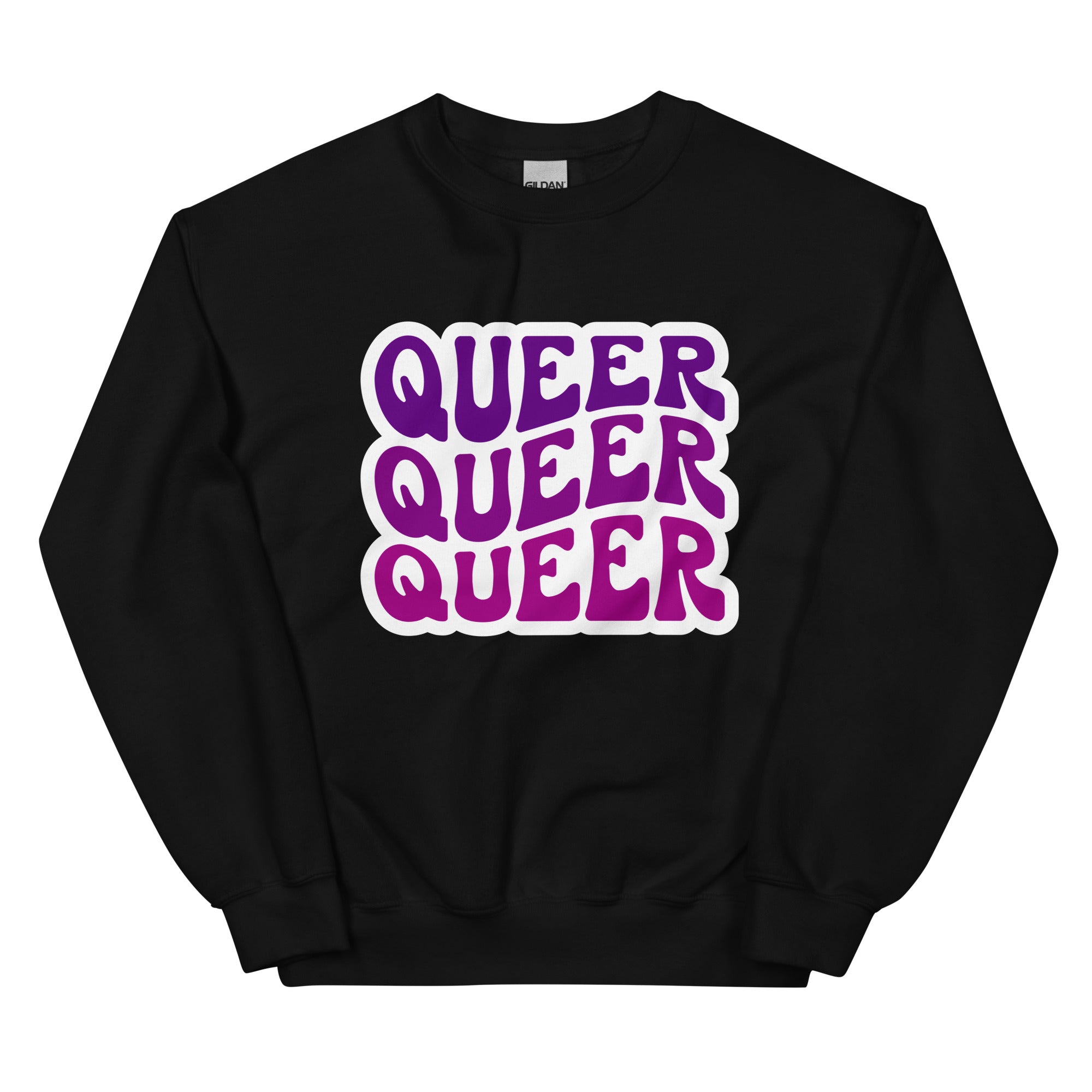 "Queer" bold statement crewneck sweatshirt, view 4 — Rose Gold Co