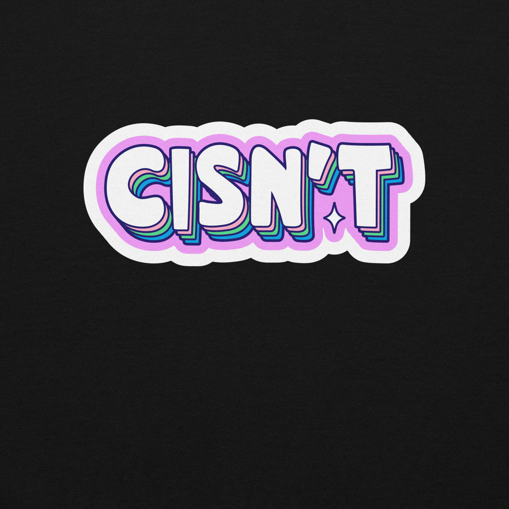 "Cisn't" pastel bubble-letter trans pride sweatshirt, view 2 — Rose Gold Co
