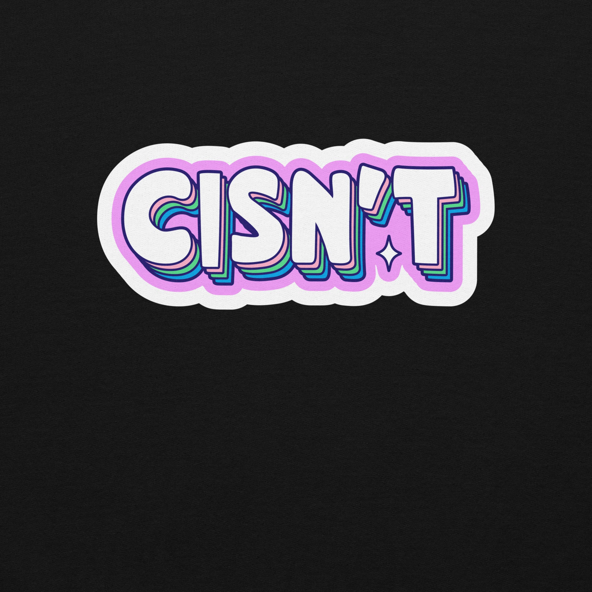 "Cisn't" pastel bubble-letter trans pride sweatshirt, view 2 — Rose Gold Co