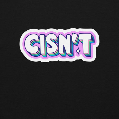 "Cisn't" pastel bubble-letter trans pride sweatshirt, view 2 — Rose Gold Co