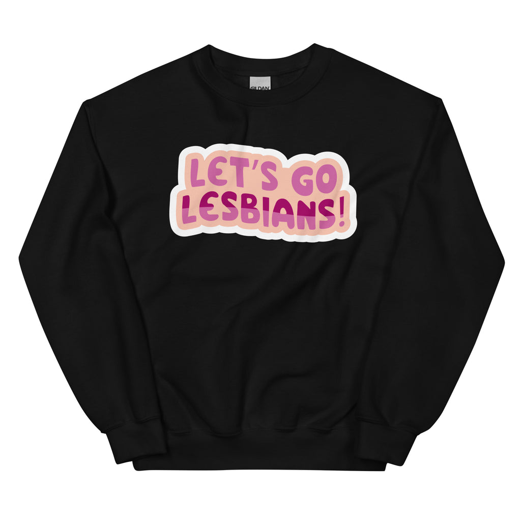 "Let's Go Lesbians!" lesbian pride crewneck sweatshirt, view 4 — Rose Gold Co