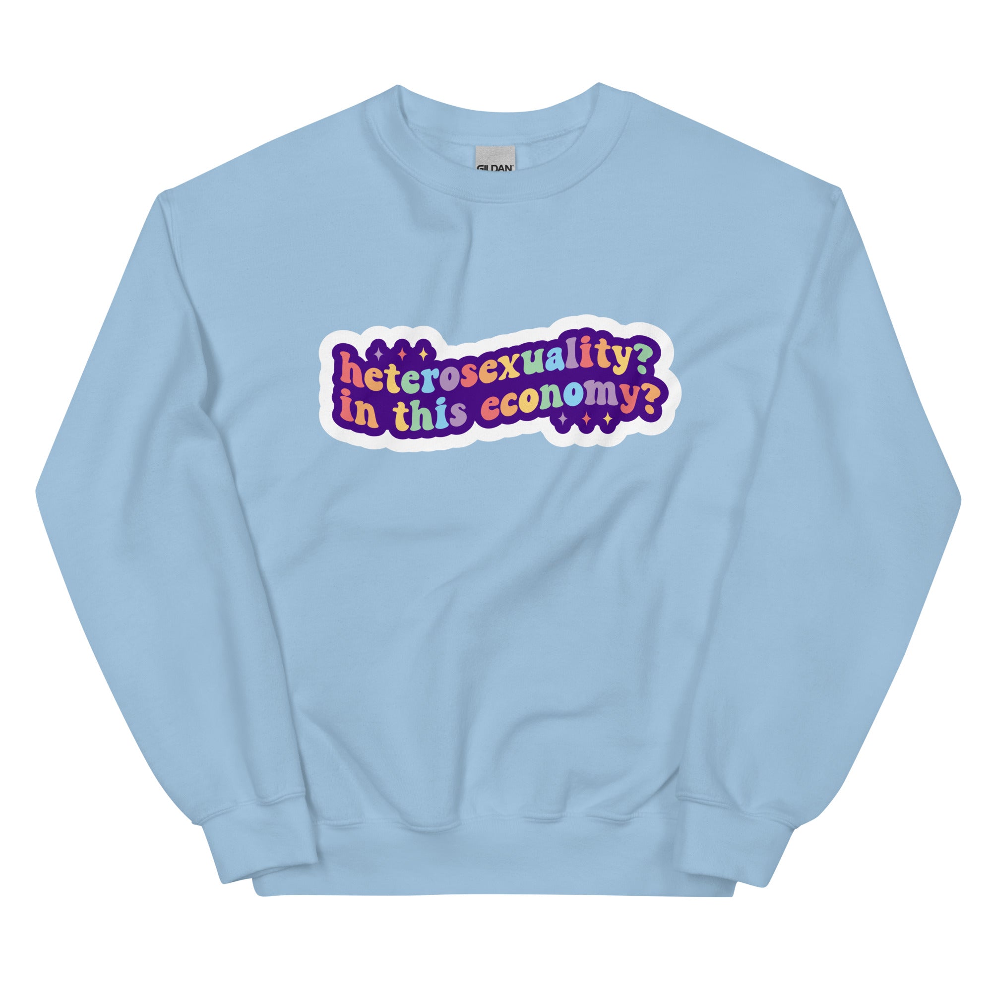 "Heterosexuality" deadpan slogan crewneck sweatshirt, view 6 — Rose Gold Co